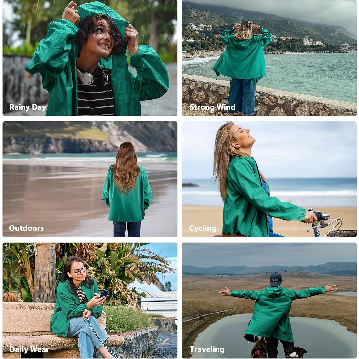 Chaqueta de Lluvia LAMA para Mujeres Grande Verde Esmeralda