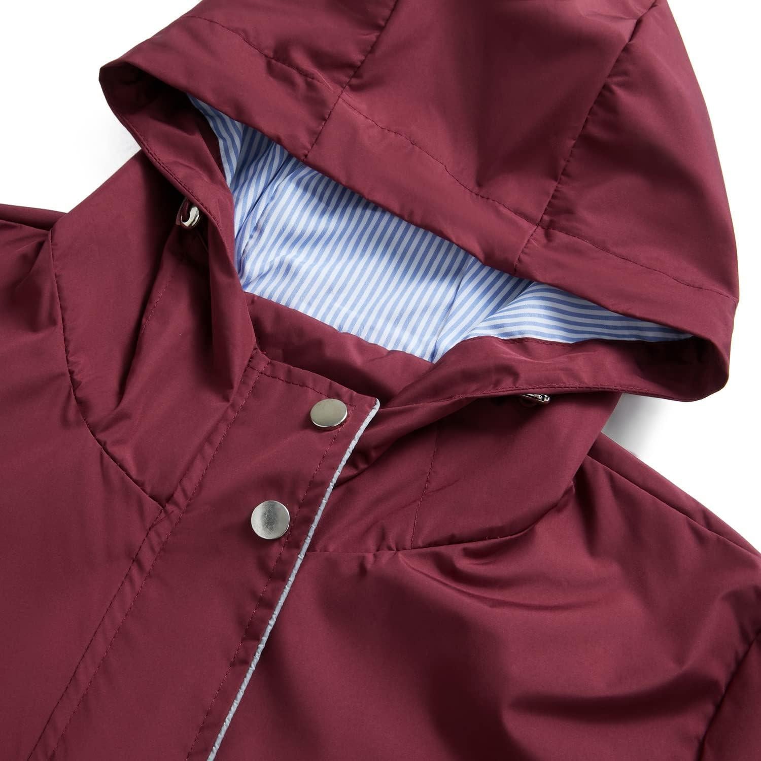 Chaqueta de Lluvia Impermeable para Mujeres Homgro Larga Burdeos