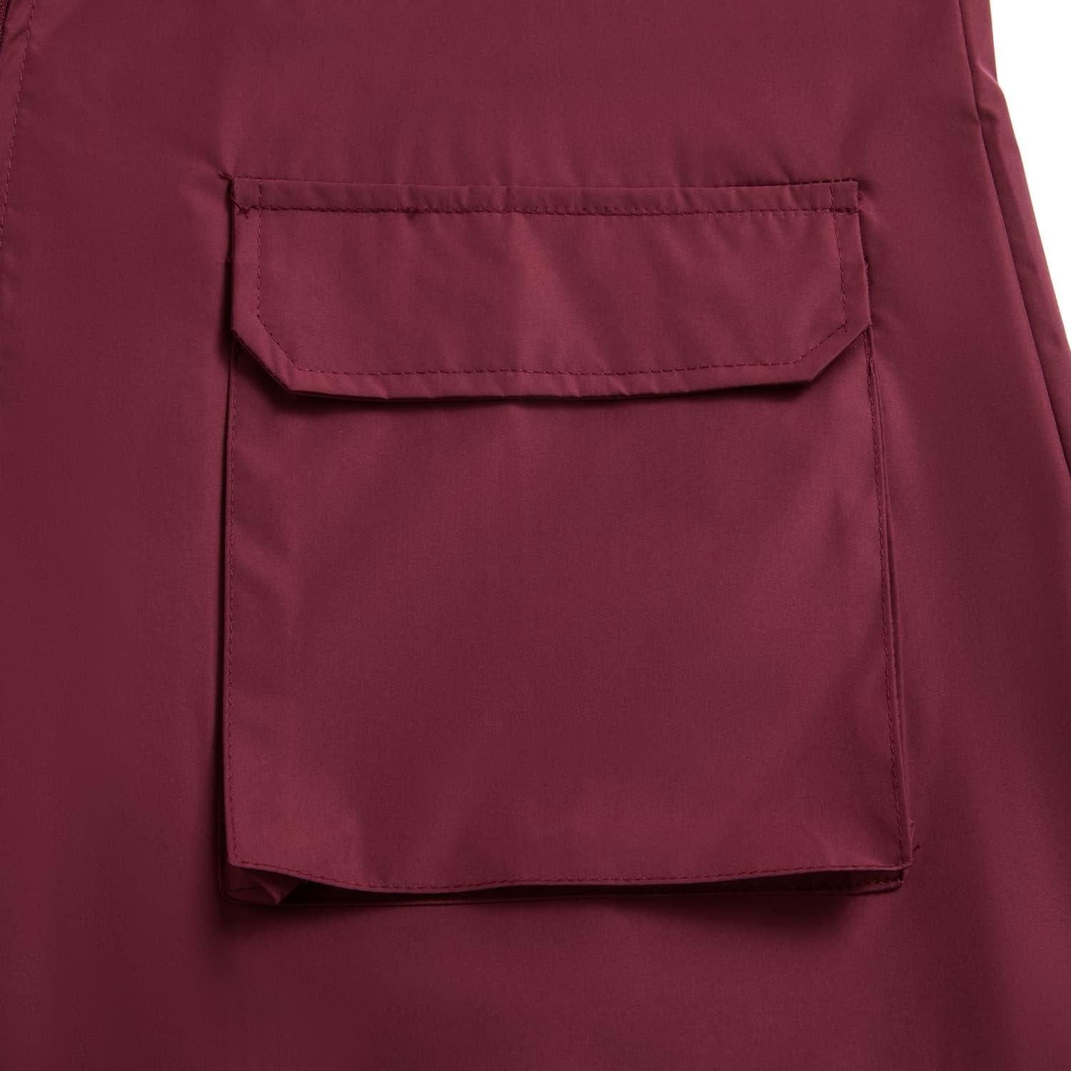 Chaqueta de Lluvia Impermeable para Mujeres Homgro Larga Burdeos