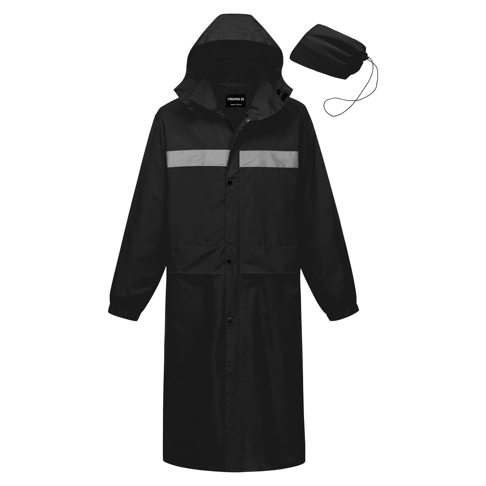 Abrigo Largo de Lluvia Impermeable CREATMO Hombre XXL Negro