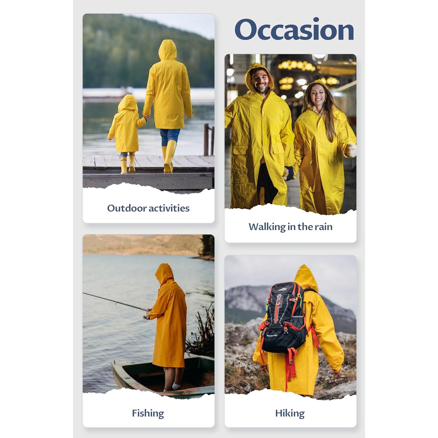 Abrigo Largo de Lluvia Impermeable CREATMO Hombre XXL Negro