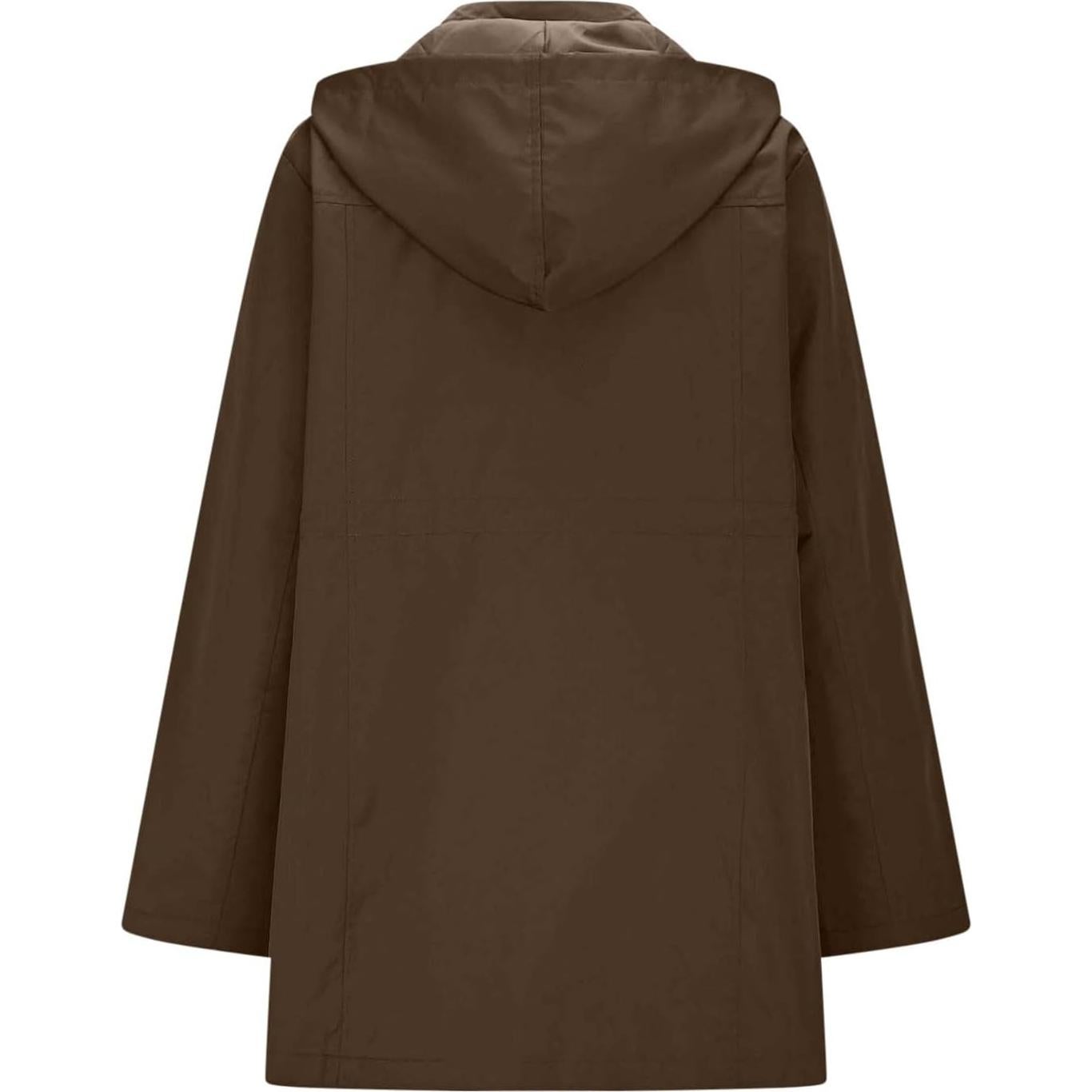 Abrigo de Lluvia Largo con Capucha para Mujeres - Marrón