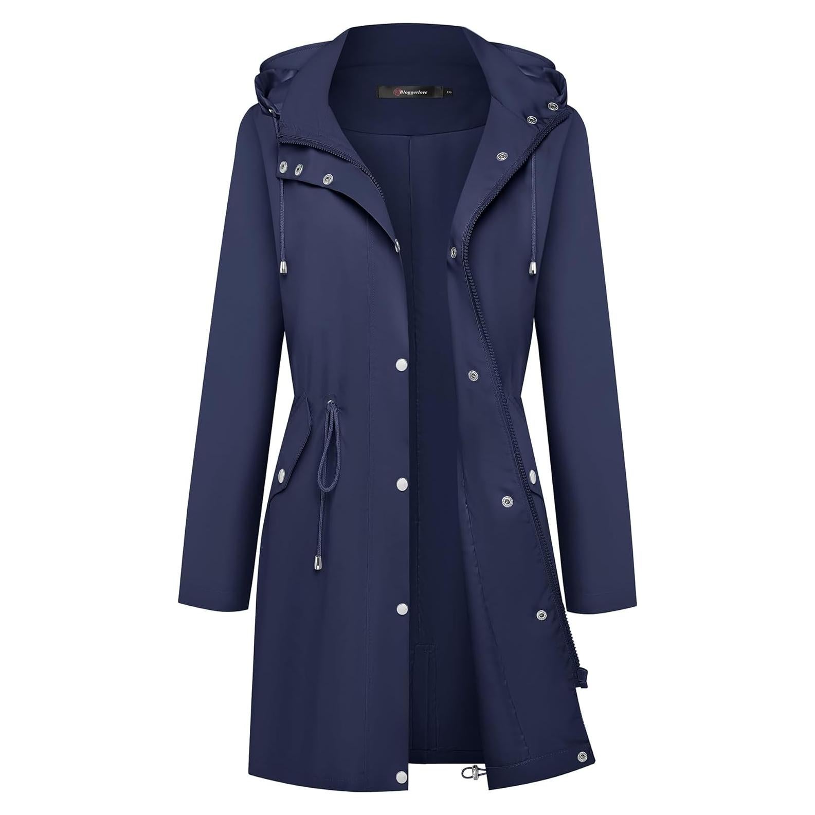 Chaqueta de Lluvia Bloggerlove Mujer Impermeable Azul Marino