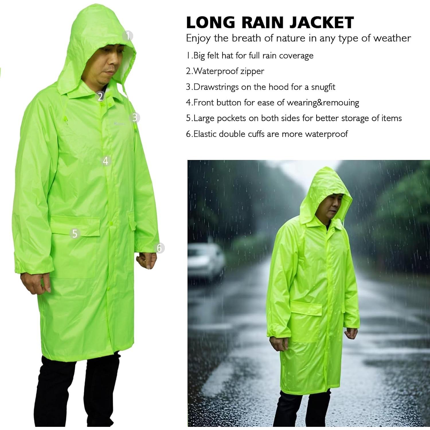 Chaqueta de Lluvia Impermeable Hombre HANMENGXUAN Amarillo XXL