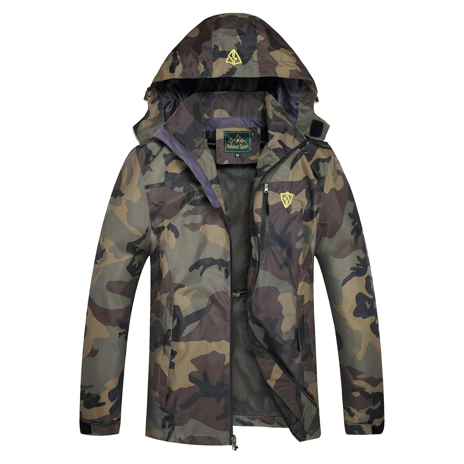 Chaqueta de Lluvia Impermeable GIISAM para Hombres Verde Camo
