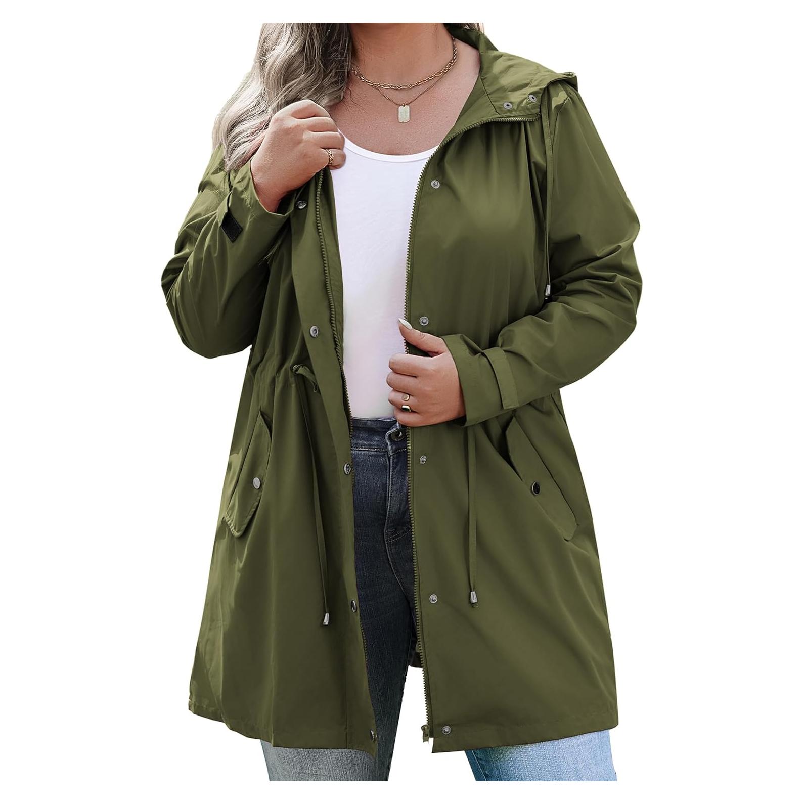 Chaqueta de Lluvia Impermeable IN'VOLAND Talla Grande Verde Militar
