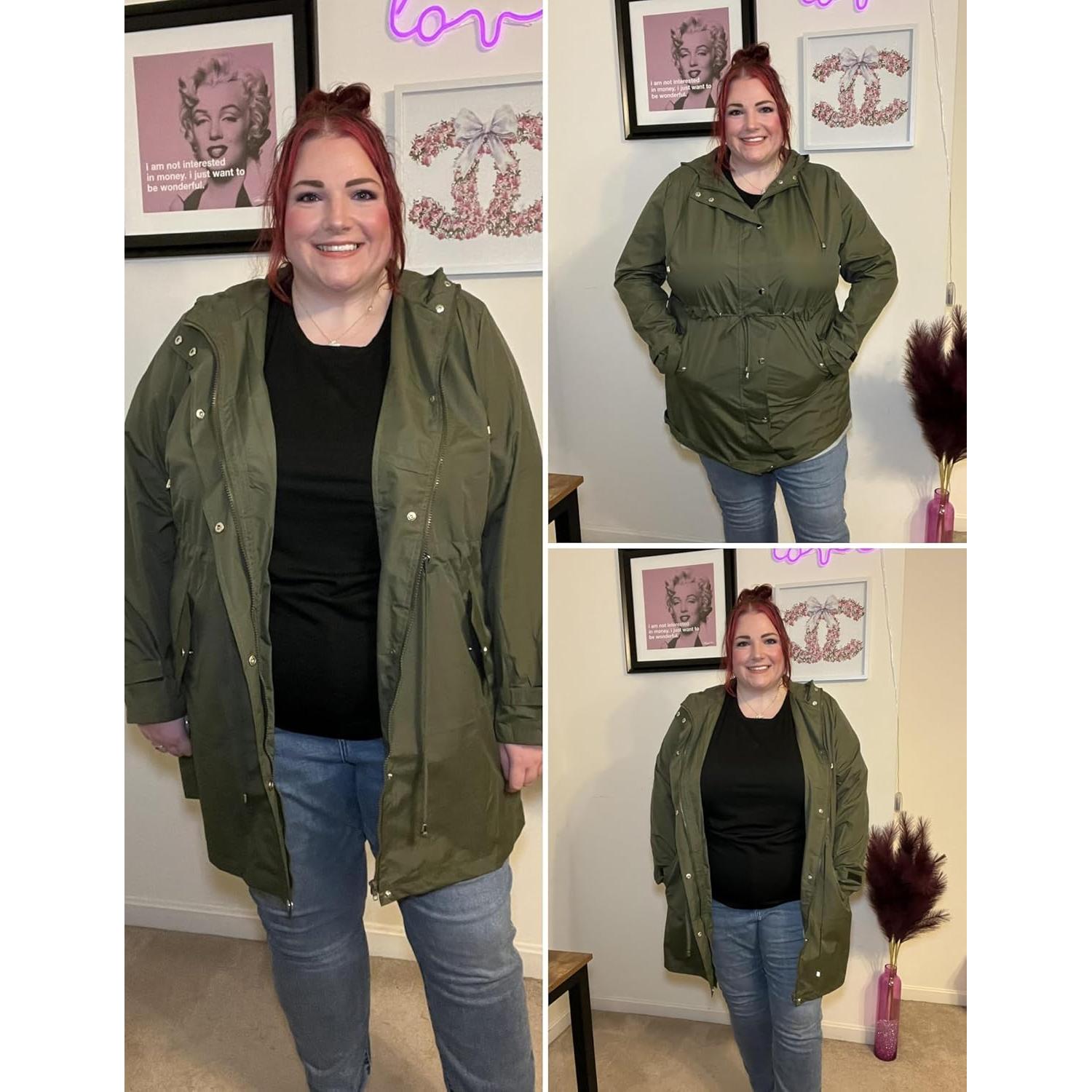 Chaqueta de Lluvia Impermeable IN'VOLAND Talla Grande Verde Militar