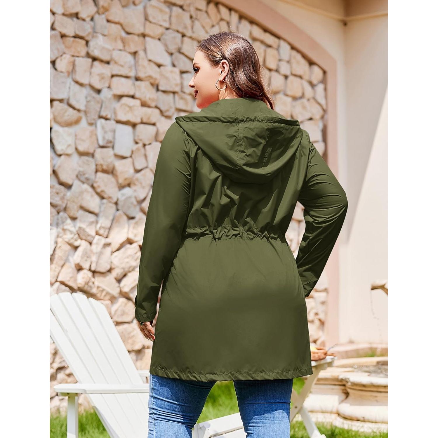 Chaqueta de Lluvia Impermeable IN'VOLAND Talla Grande Verde Militar