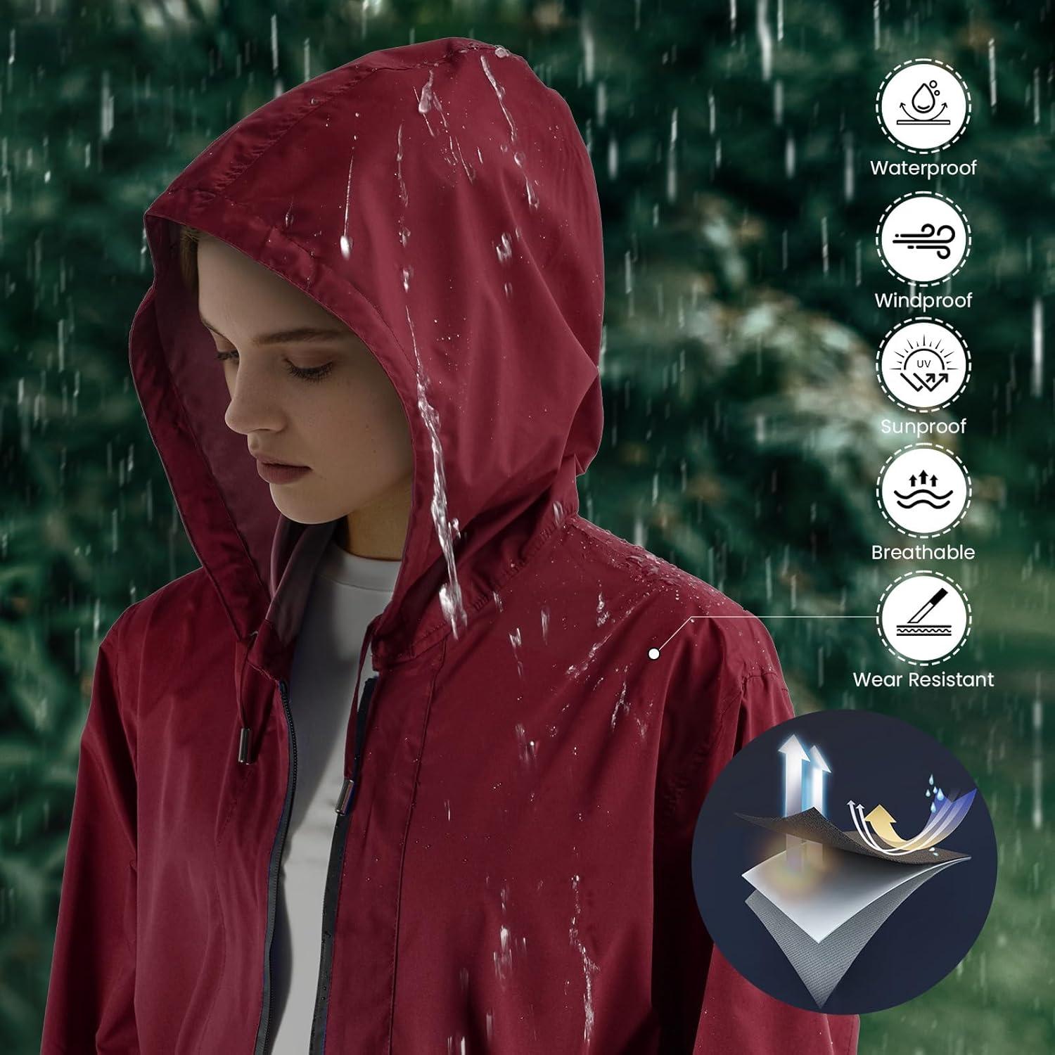 Chaqueta de Lluvia Ligera LAMA para Mujeres - Impermeable Rojo