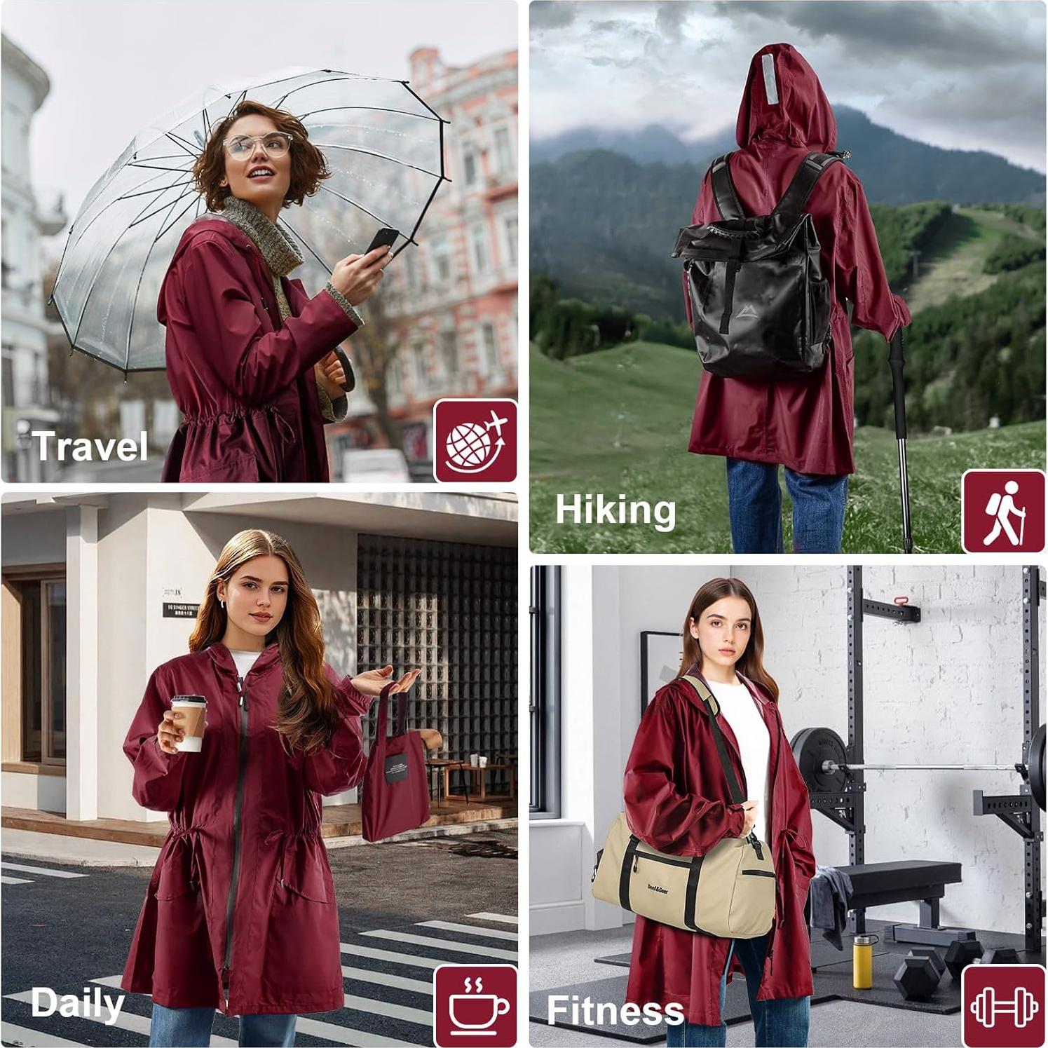 Chaqueta de Lluvia Ligera LAMA para Mujeres - Impermeable Rojo