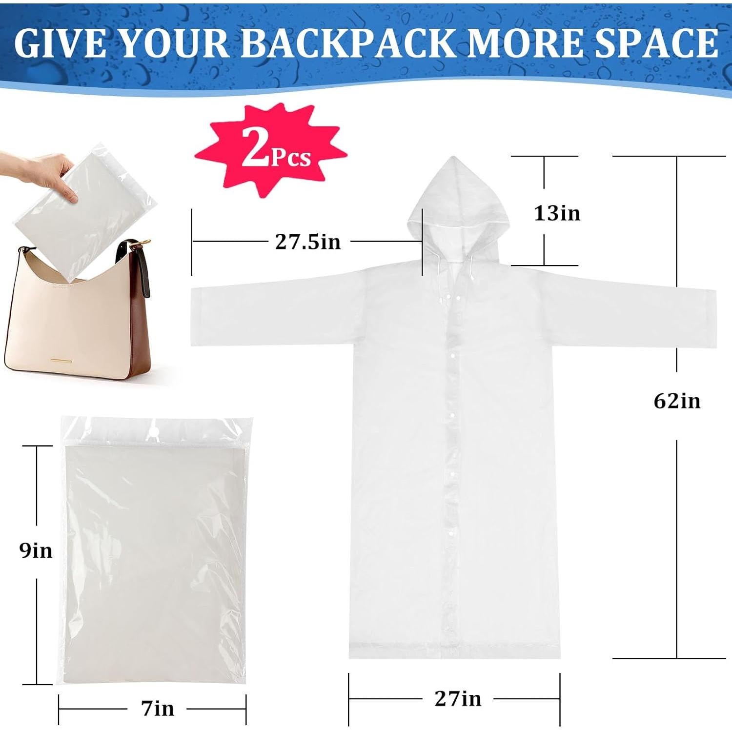 Ponchos de Lluvia Reutilizables EVA para Adultos - 2 Paquetes