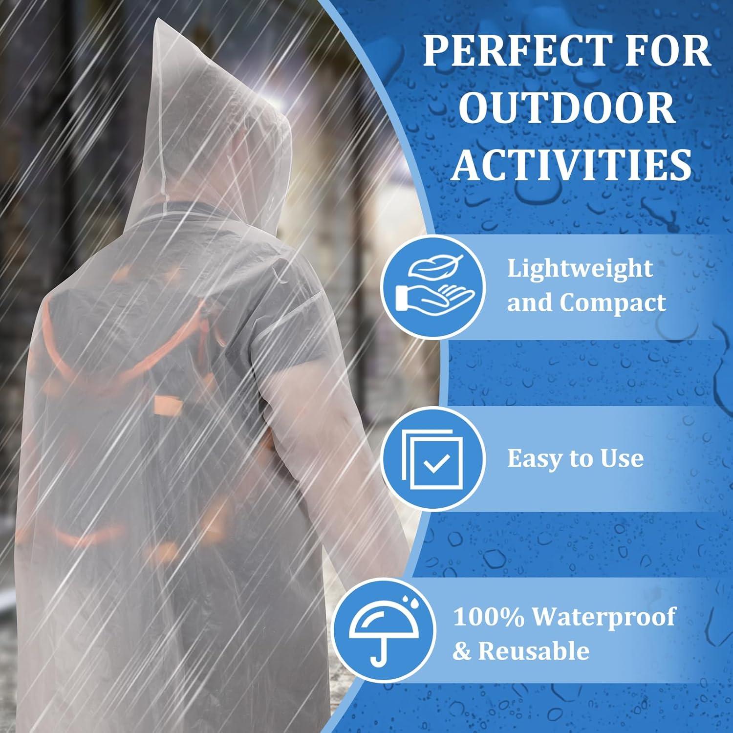 Ponchos de Lluvia Reutilizables EVA para Adultos - 2 Paquetes