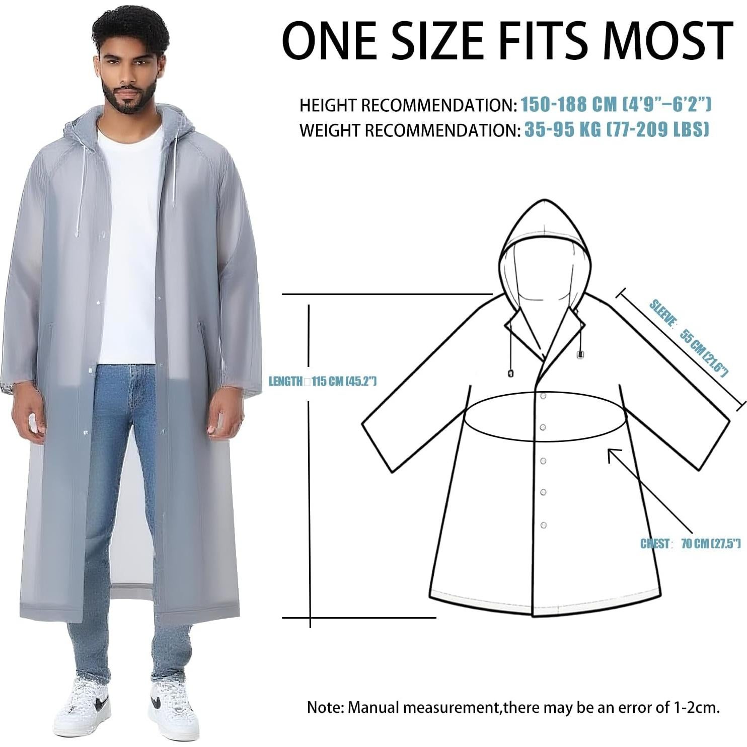 Poncho de Lluvia Impermeable RINJOY EVA Unisex Talla Única