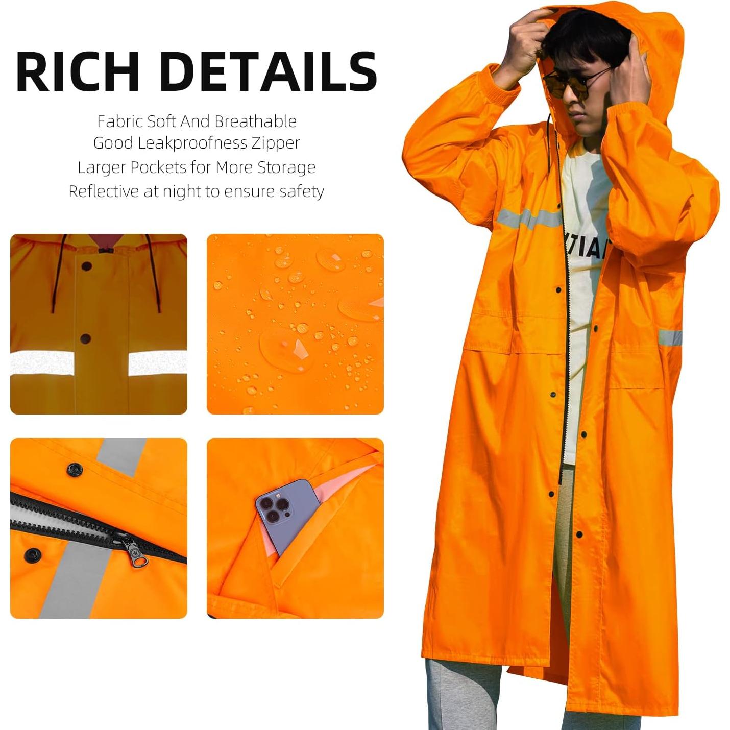 Abrigo de Lluvia Coralrain con Capucha Impermeable 15000mm