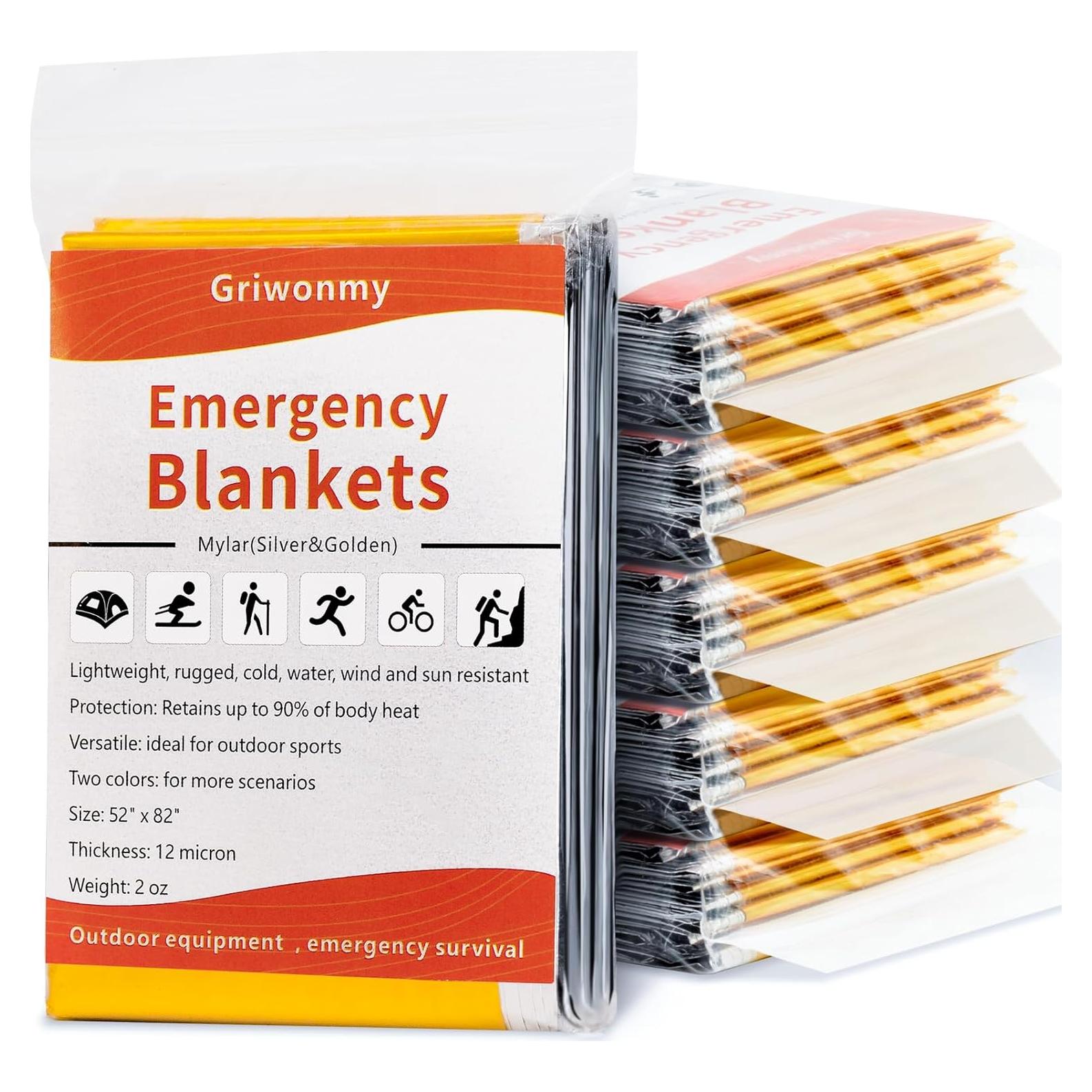 Paquete de 6 mantas de emergencia Griwonmy mylar 208x132 cm