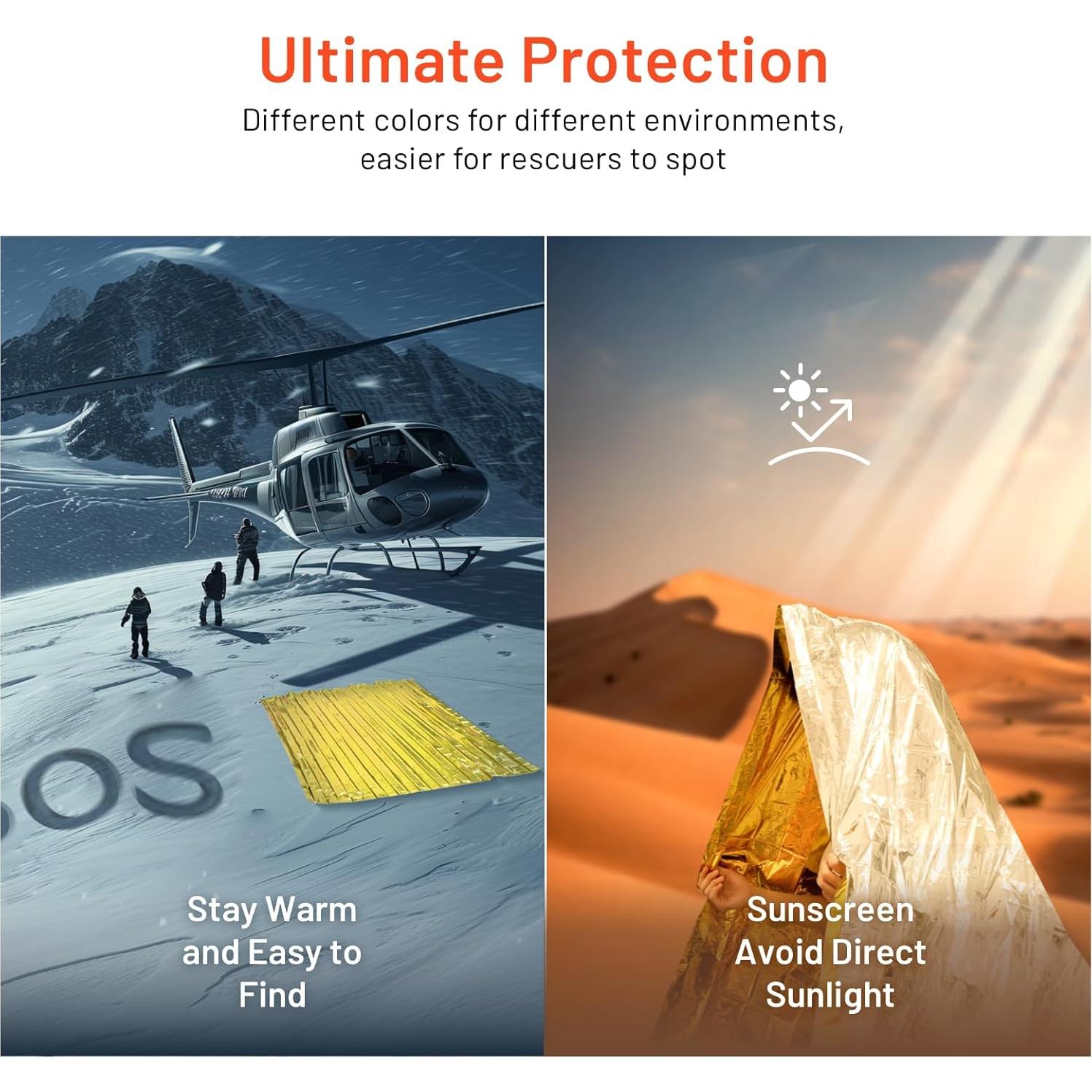 Paquete de 6 mantas de emergencia Griwonmy mylar 208x132 cm