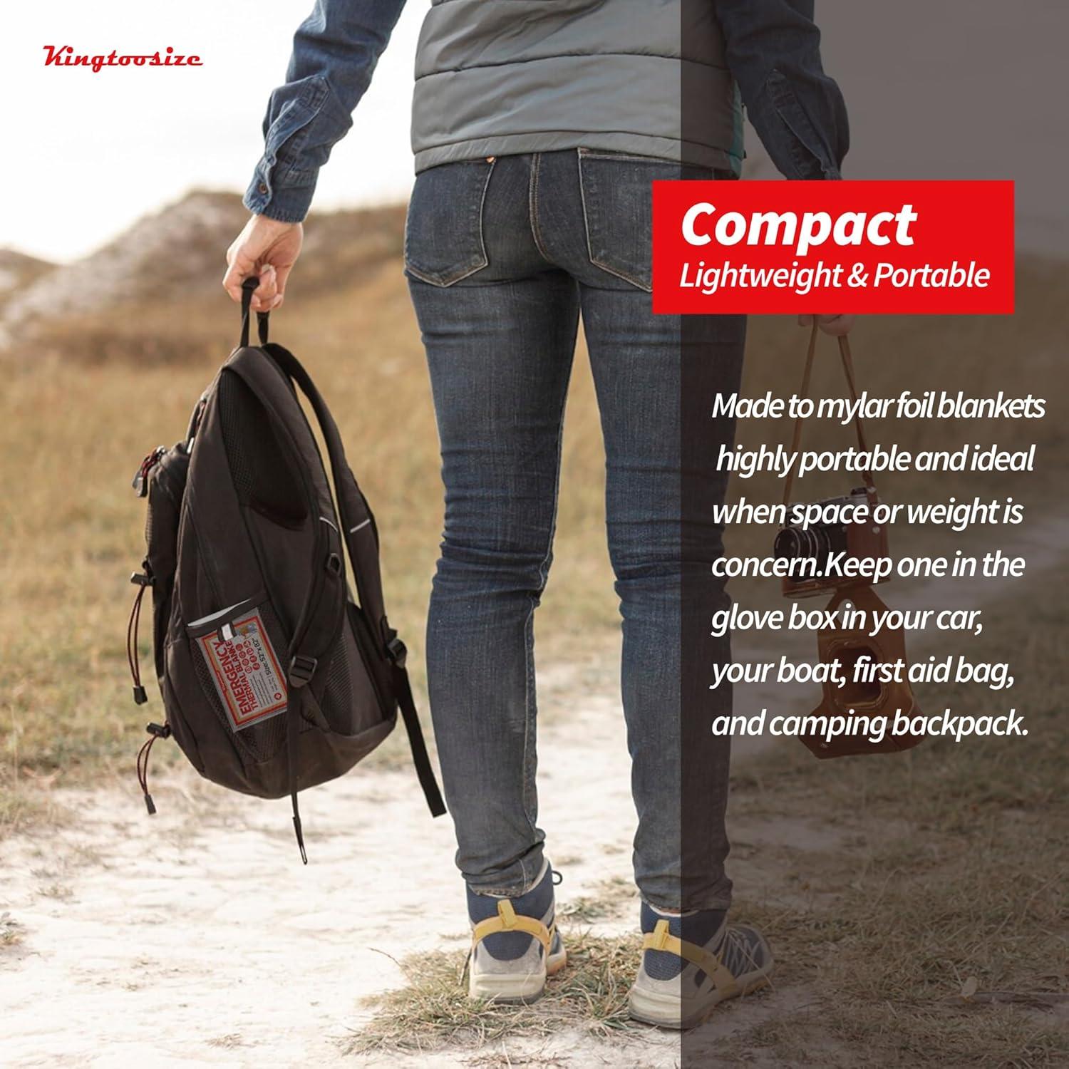 Manta Térmica de Emergencia KingtooSize - Paquete de 4, 90% Retención Calor