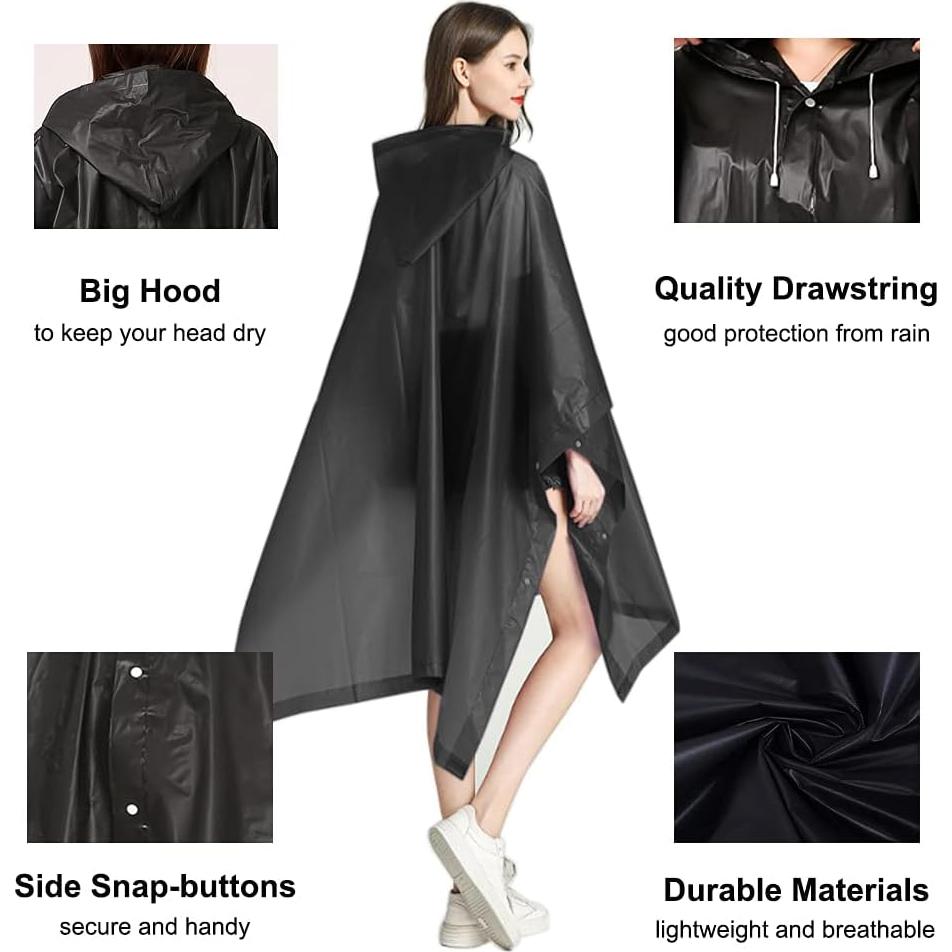 Poncho de Lluvia Reutilizable ASIAOD - Paquete de 2, Talla Única