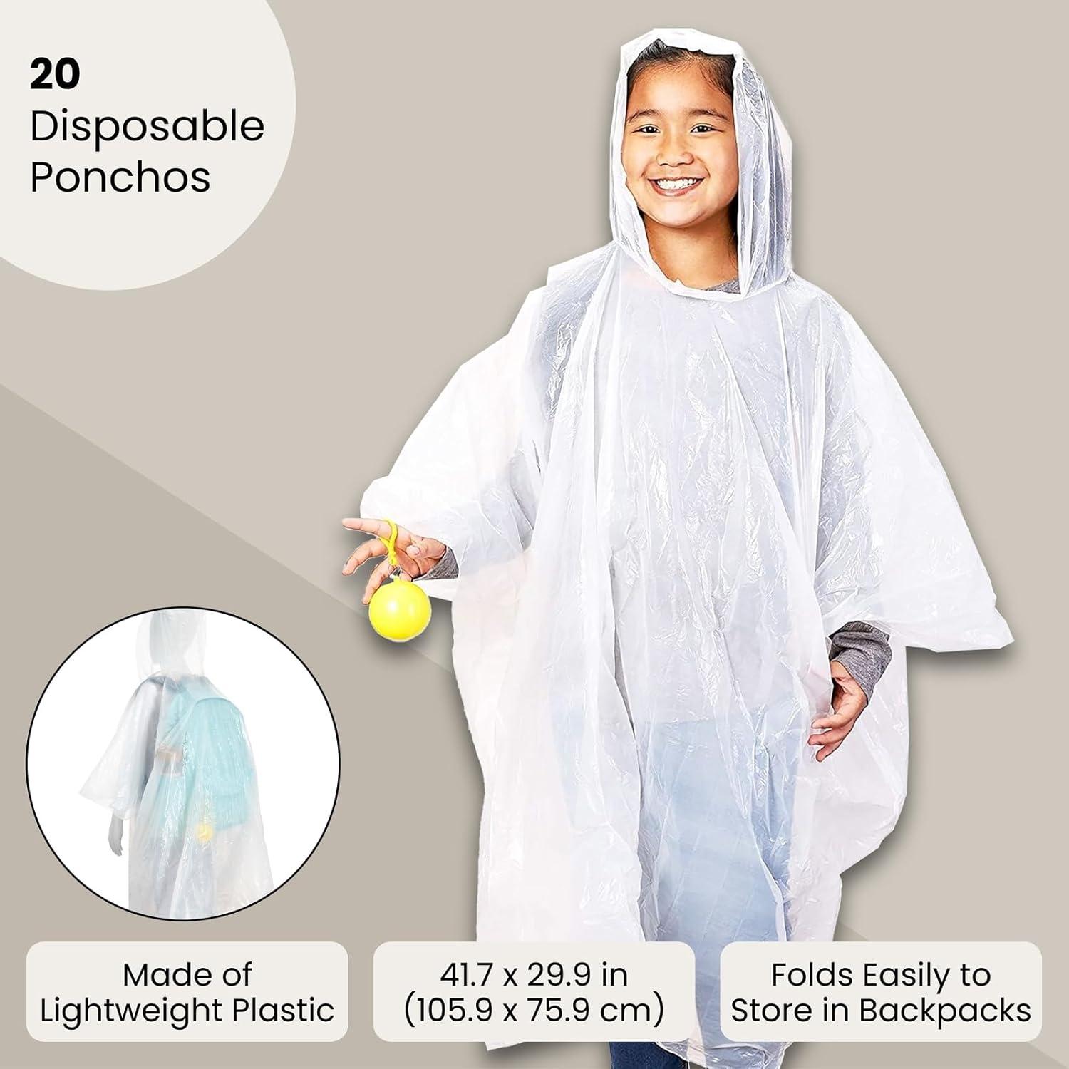 Poncho de Lluvia para Niños BLUE PANDA - Pack de 20, 106 x 76 cm