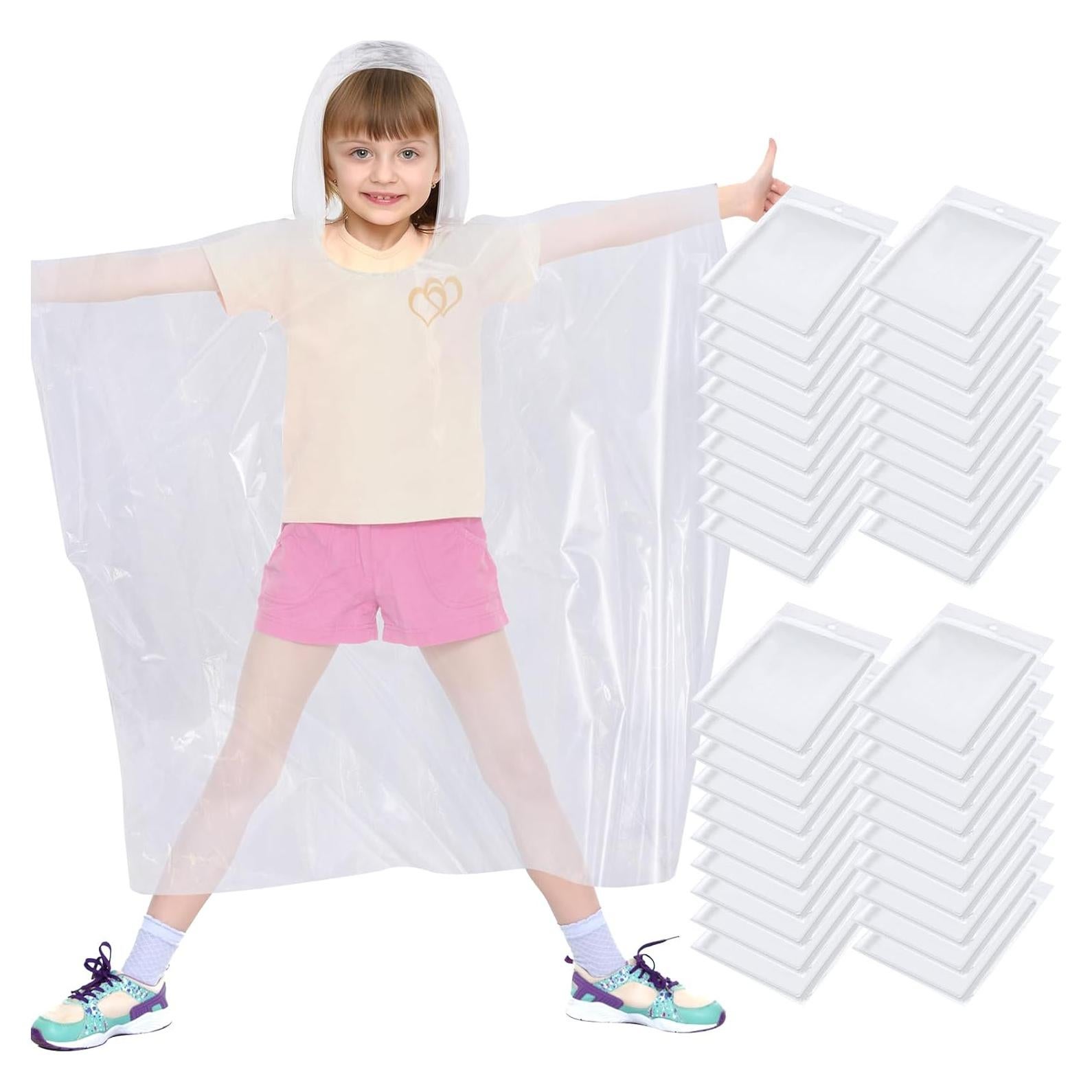 Hercicy 30 Ponchos de Lluvia Desechables para Niños 76x102cm