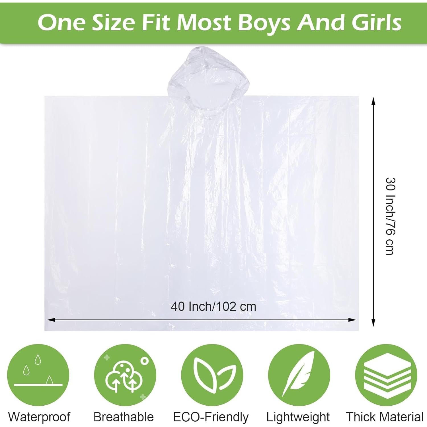 Hercicy 30 Ponchos de Lluvia Desechables para Niños 76x102cm