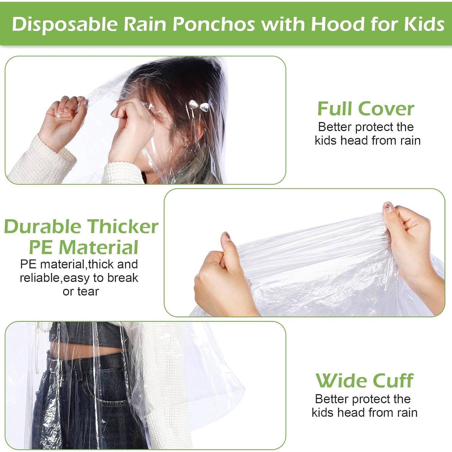 Hercicy 30 Ponchos de Lluvia Desechables para Niños 76x102cm