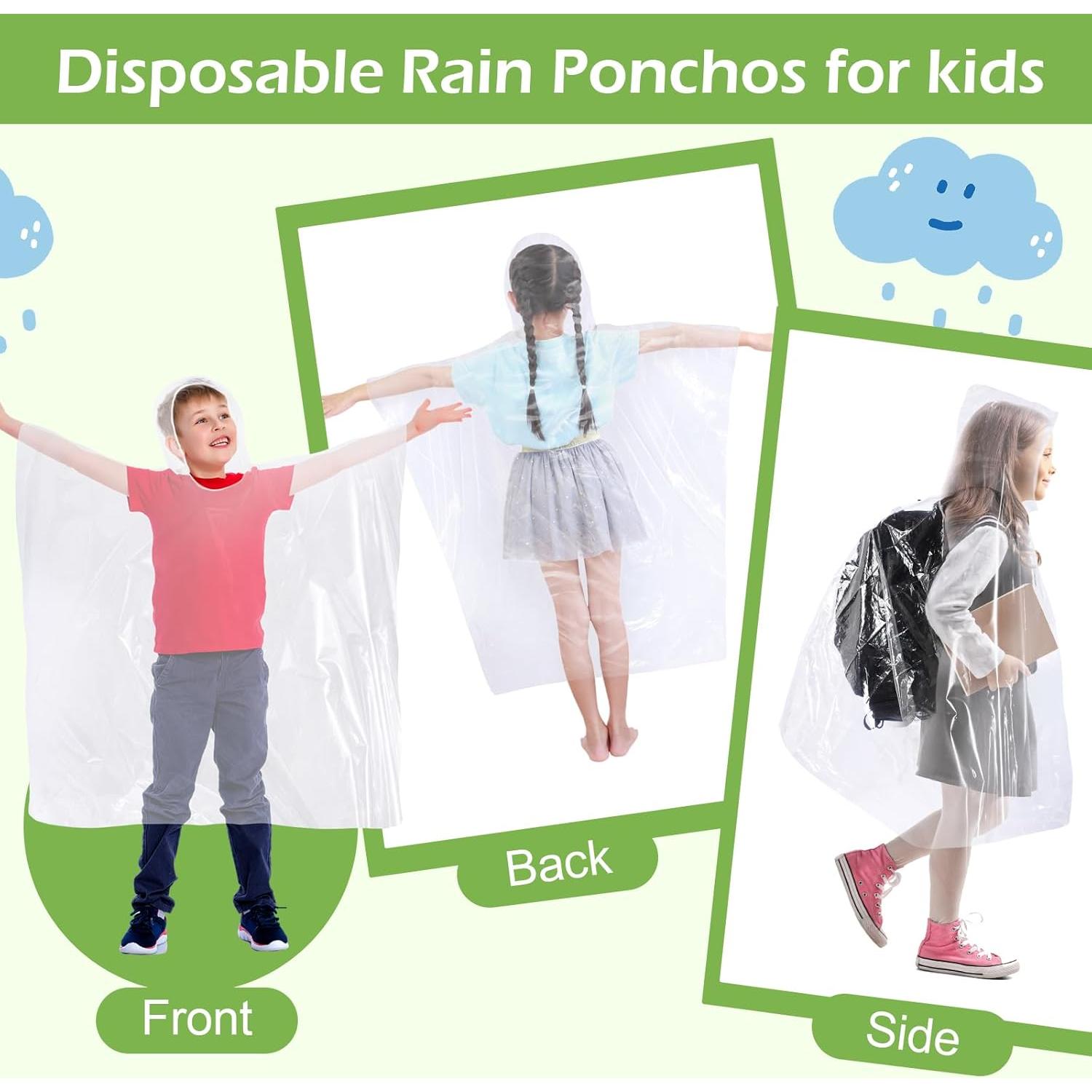 Hercicy 30 Ponchos de Lluvia Desechables para Niños 76x102cm