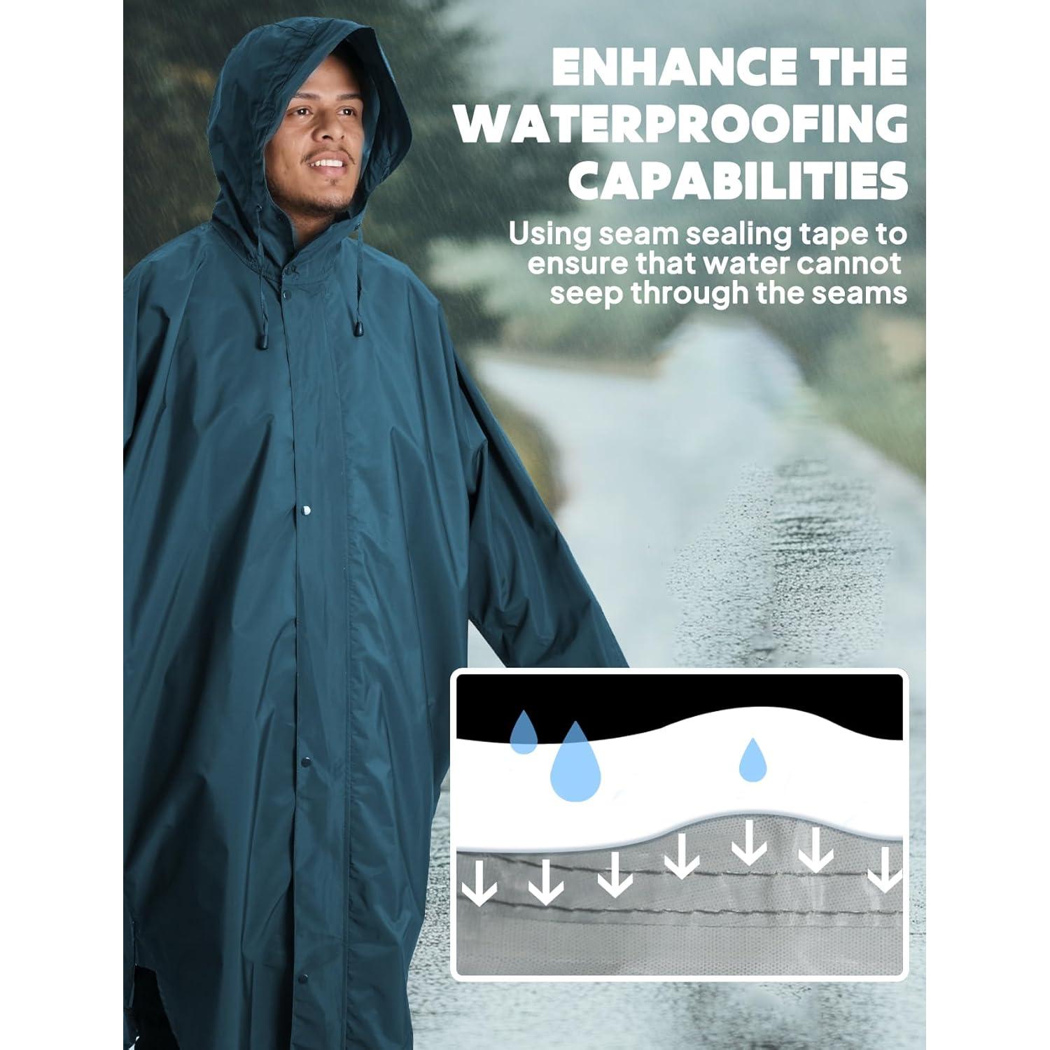 Poncho Impermeable ANYOO Unisex Adulto Azul Mar Ligero Plegable