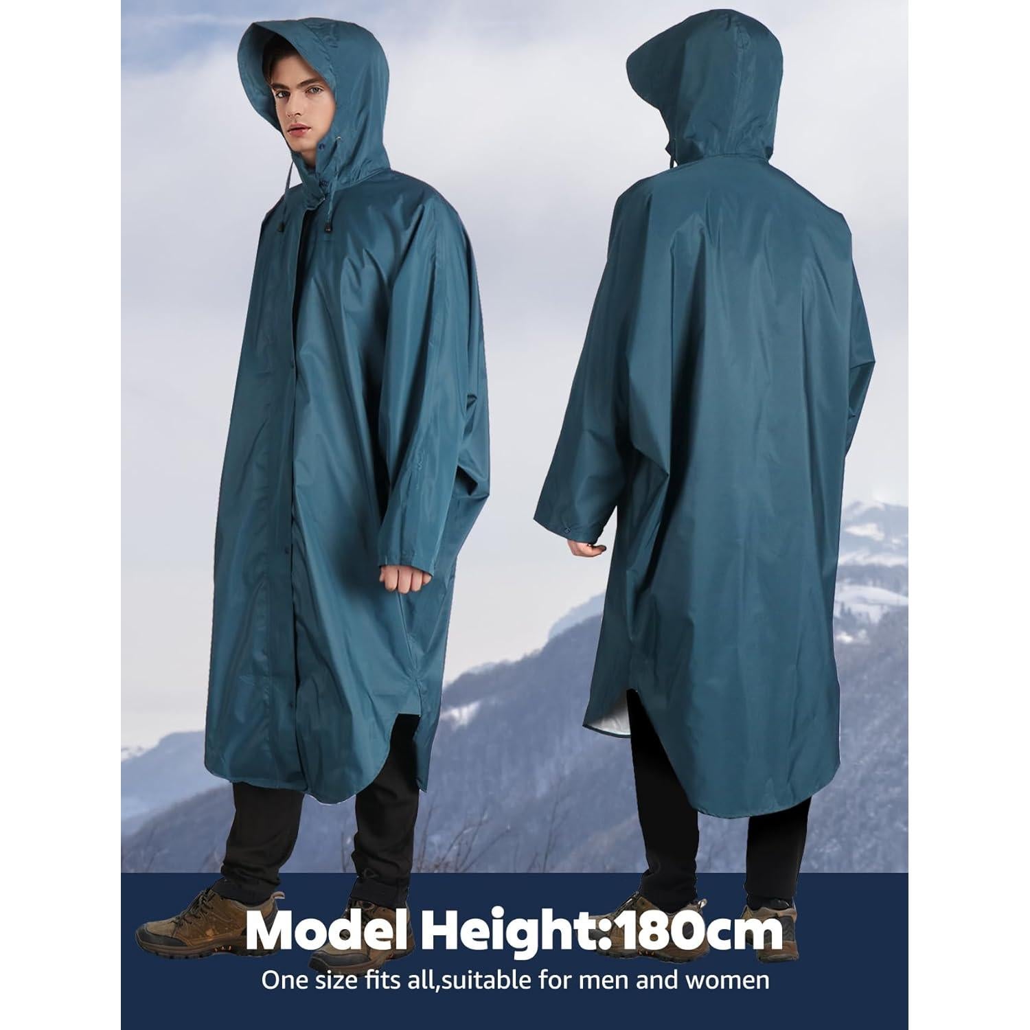 Poncho Impermeable ANYOO Unisex Adulto Azul Mar Ligero Plegable