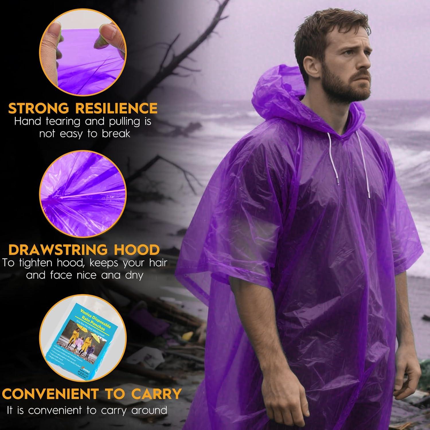 Ponchos Desechables Impermeables PE - Paquete de 8 Adultos Coloridos
