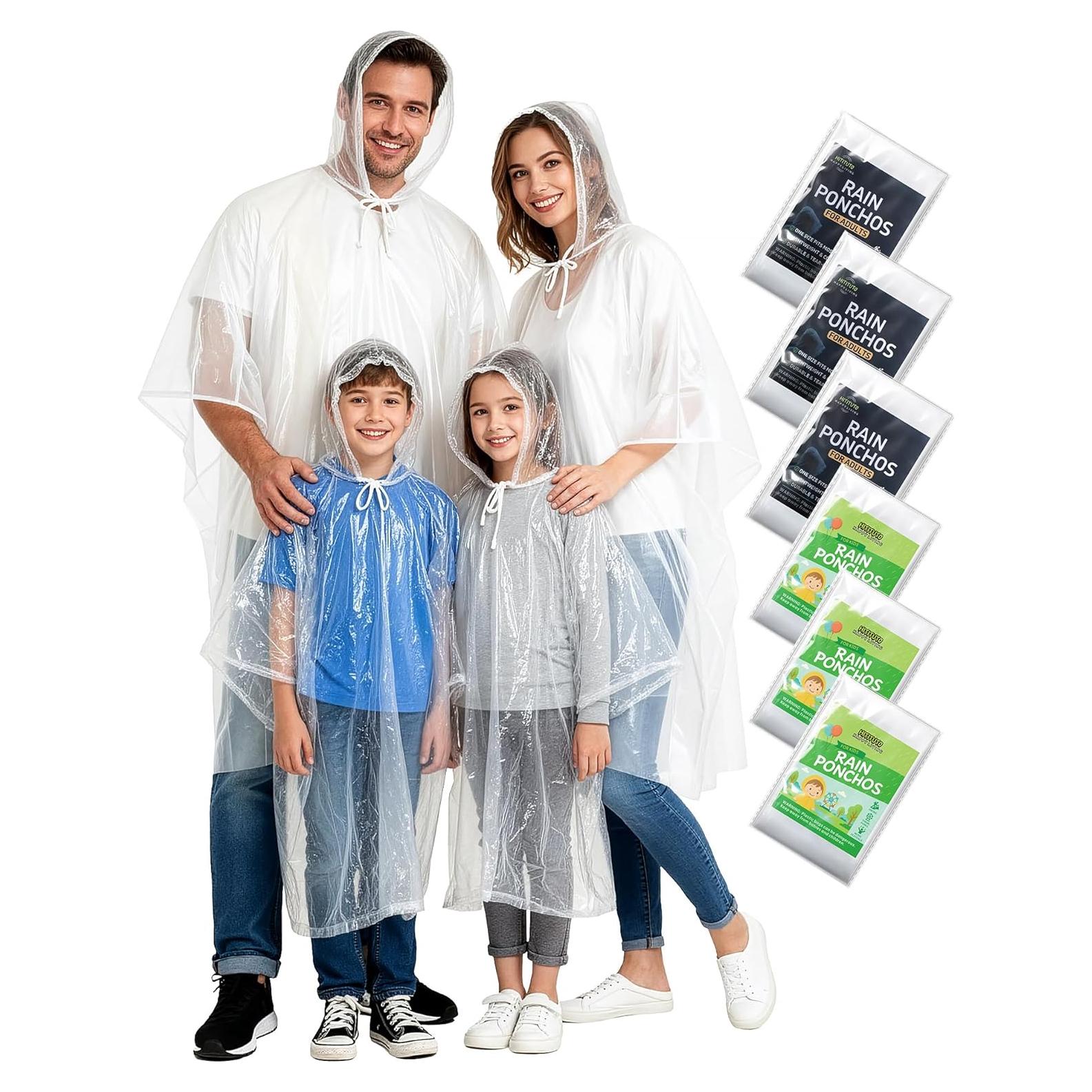 Ponchos de Lluvia Desechables Hitituto - Paquete Familiar 6 Pcs