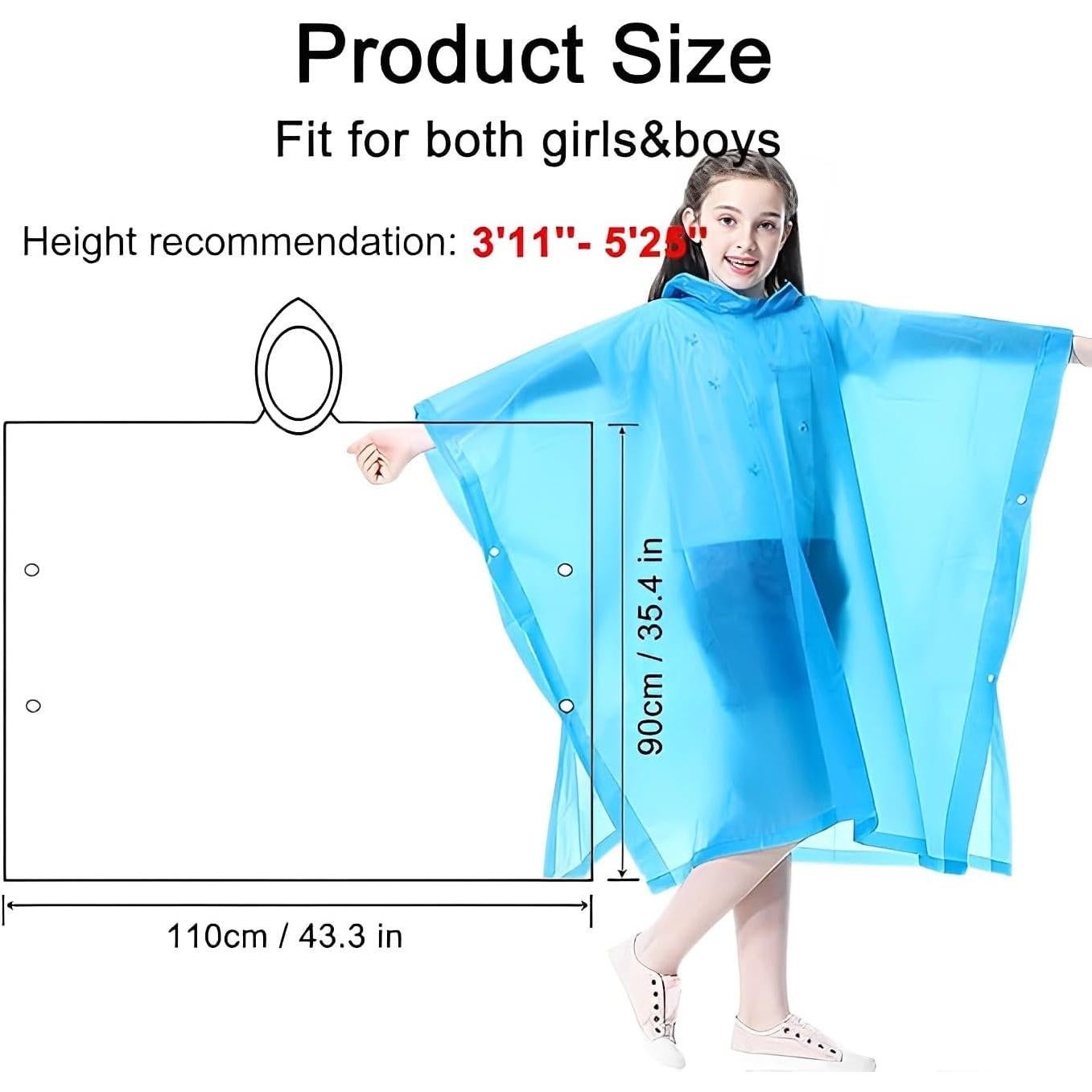 Ponchos Impermeables KUNYUN para Niños 2 Paquete Azul y Rosa