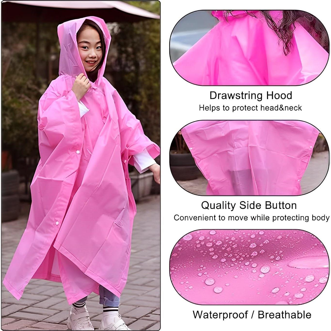 Ponchos Impermeables KUNYUN para Niños 2 Paquete Azul y Rosa