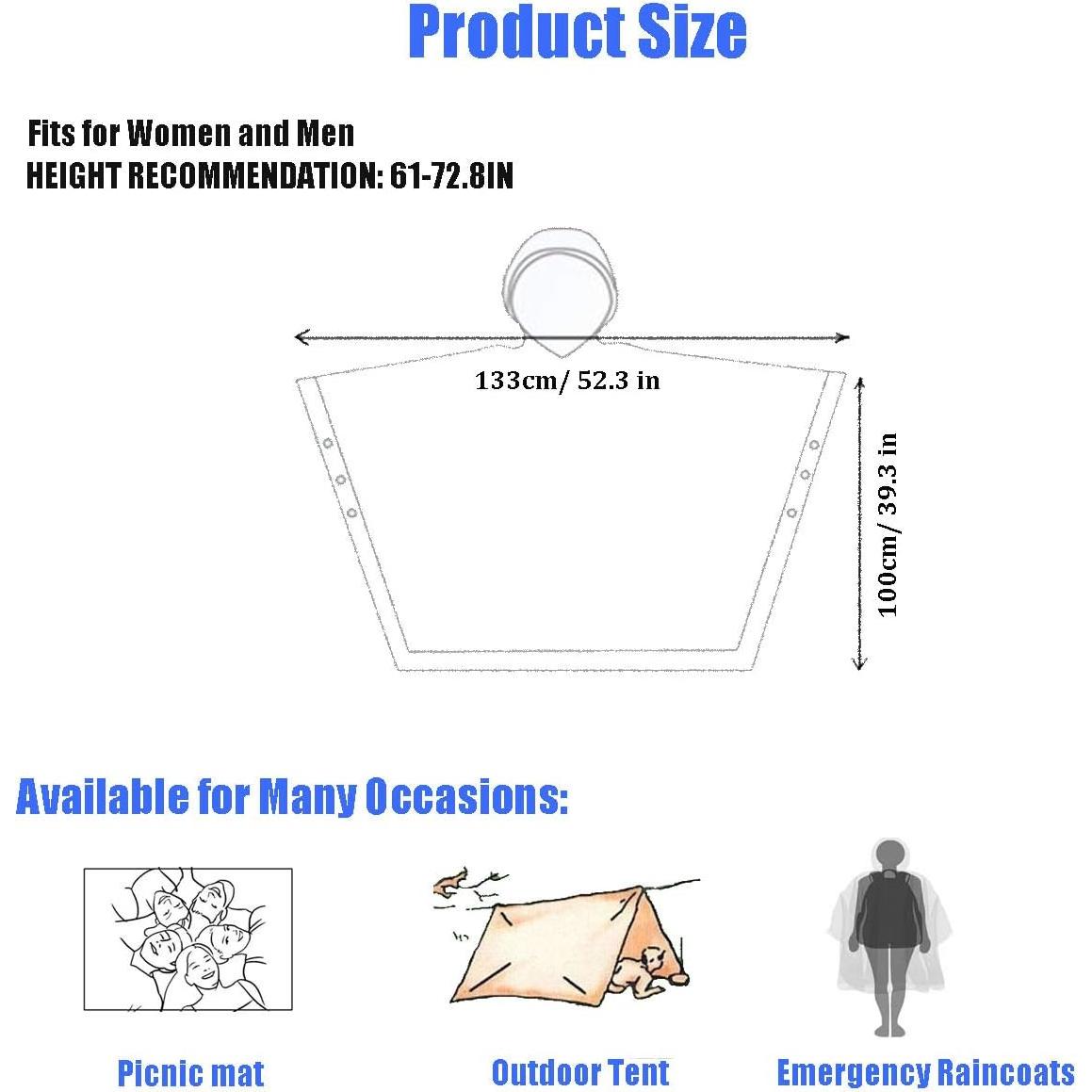Ponchos de Lluvia HLKZONE para Adultos - Paquete de 2, EVA Reutilizable