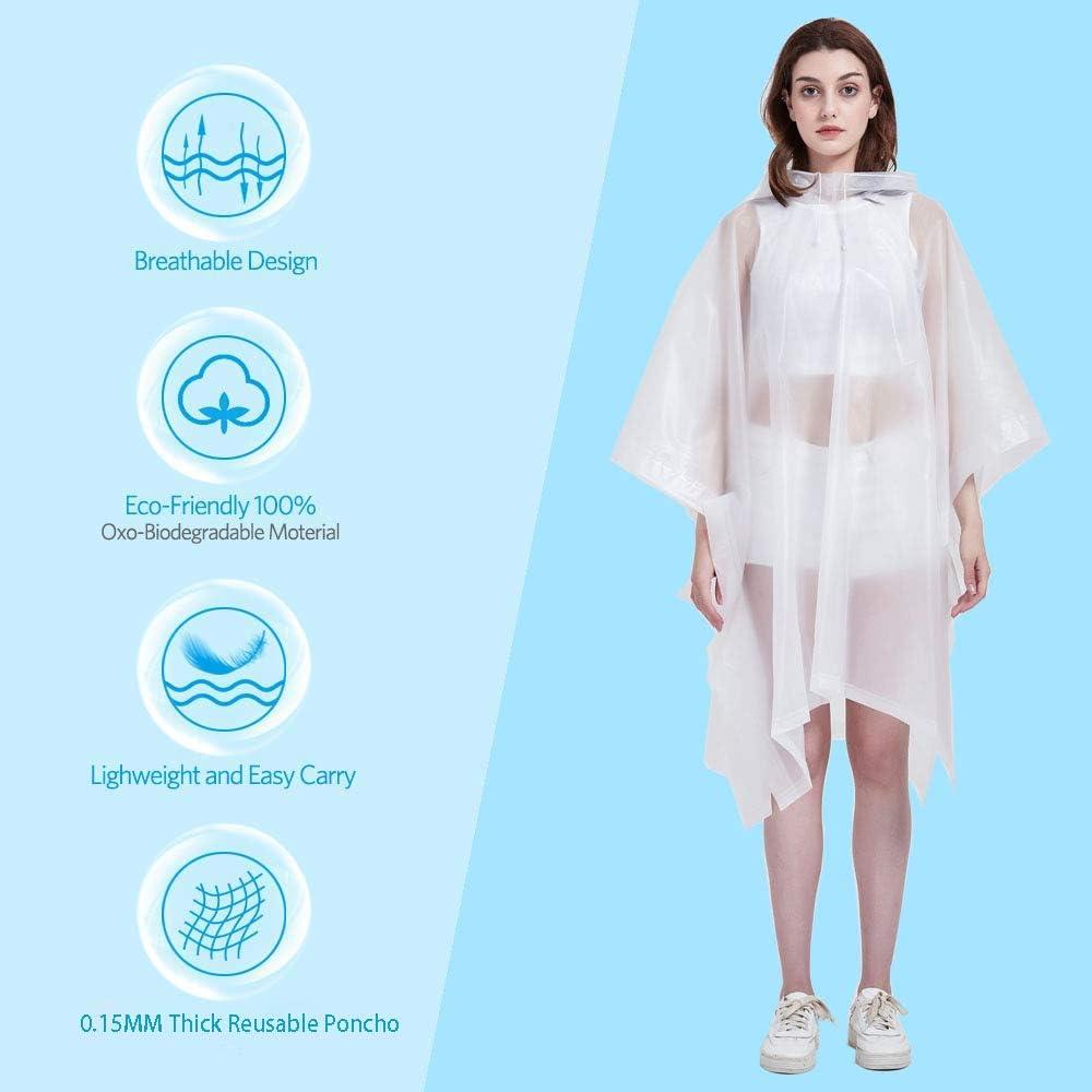 Ponchos de Lluvia HLKZONE para Adultos - Paquete de 2, EVA Reutilizable