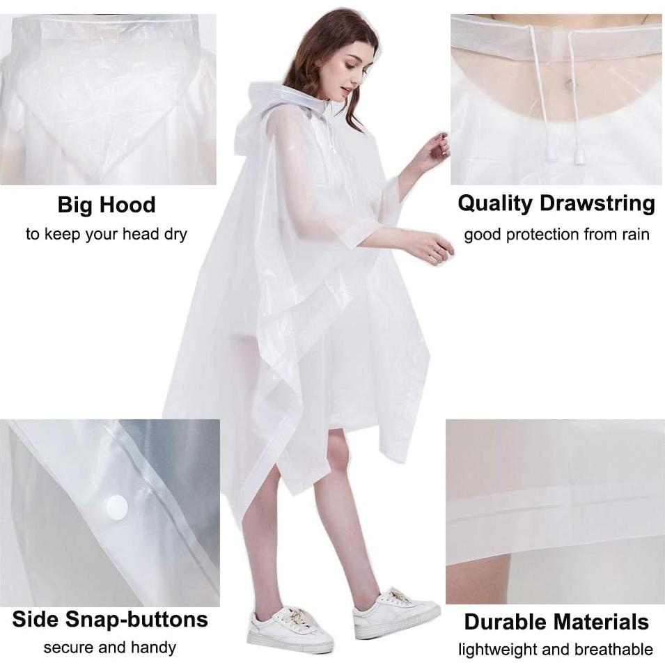 Ponchos de Lluvia HLKZONE para Adultos - Paquete de 2, EVA Reutilizable