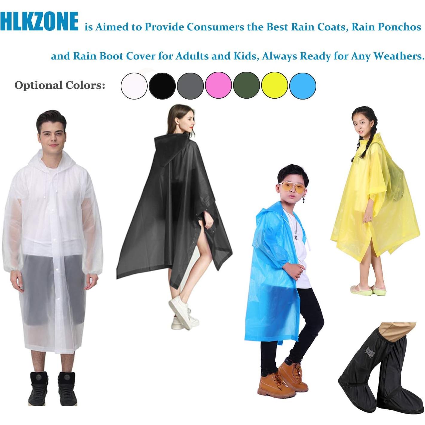 Ponchos de Lluvia HLKZONE para Adultos - Paquete de 2, EVA Reutilizable