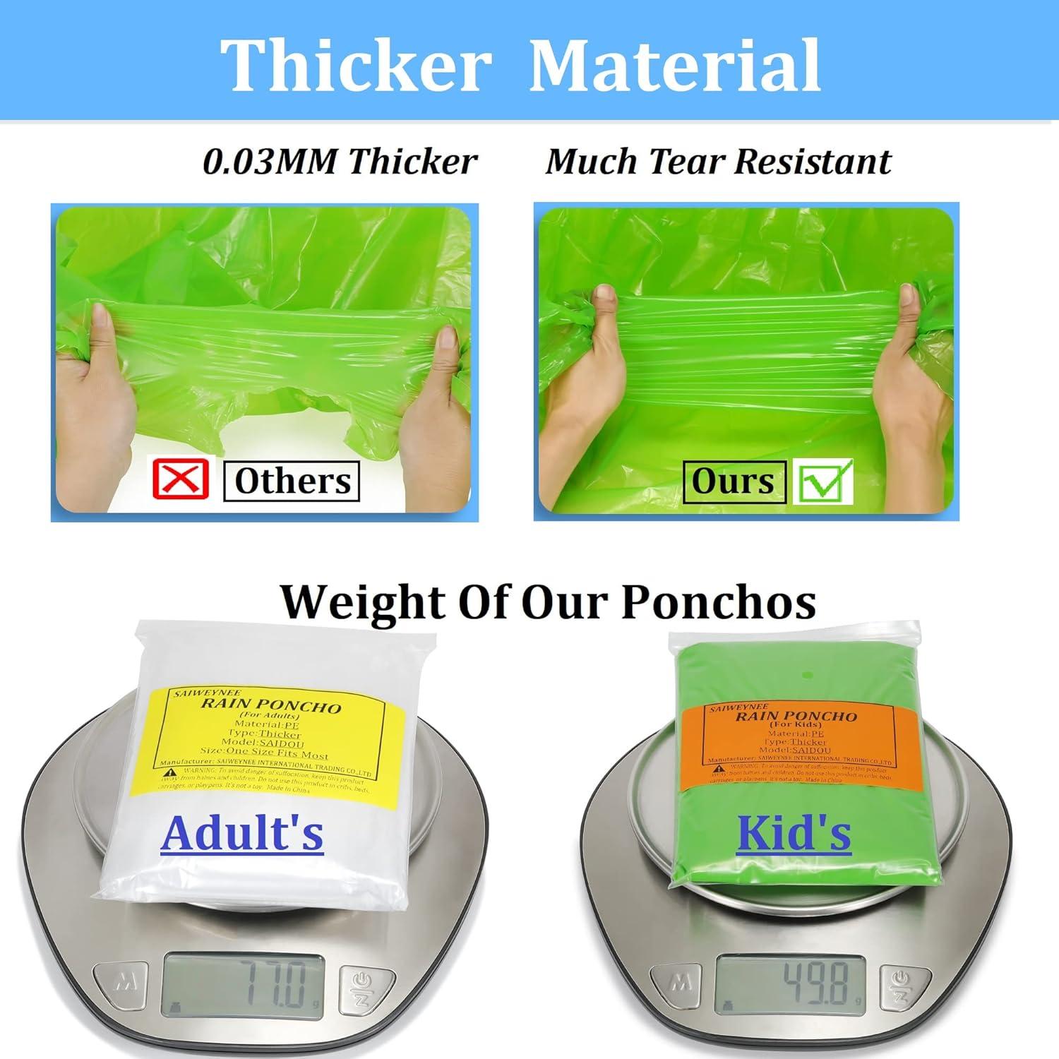 Paquete Familiar de Ponchos de Lluvia SAIWEYNEE - 2 Adultos y 2 Niños
