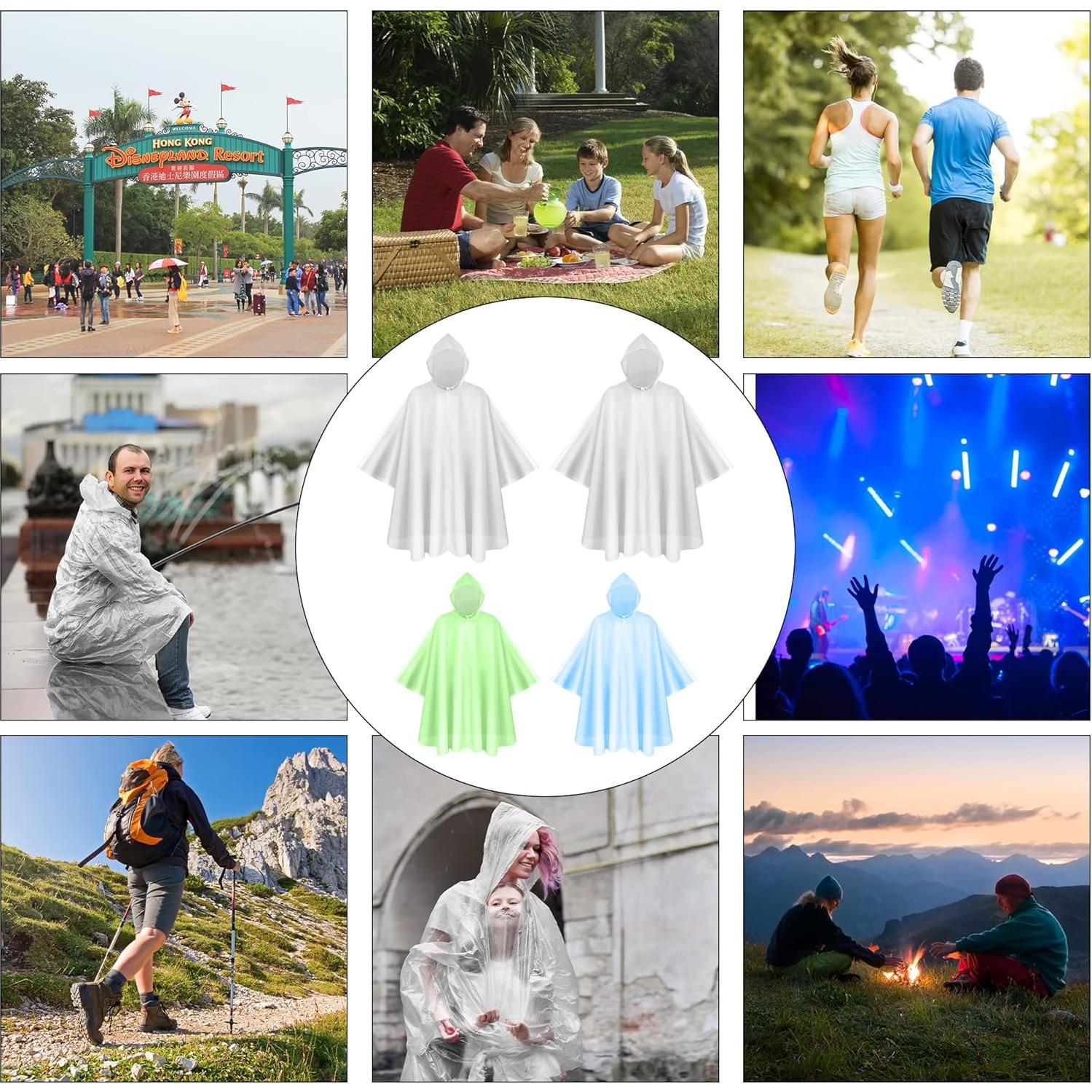 Paquete Familiar de Ponchos de Lluvia SAIWEYNEE - 2 Adultos y 2 Niños