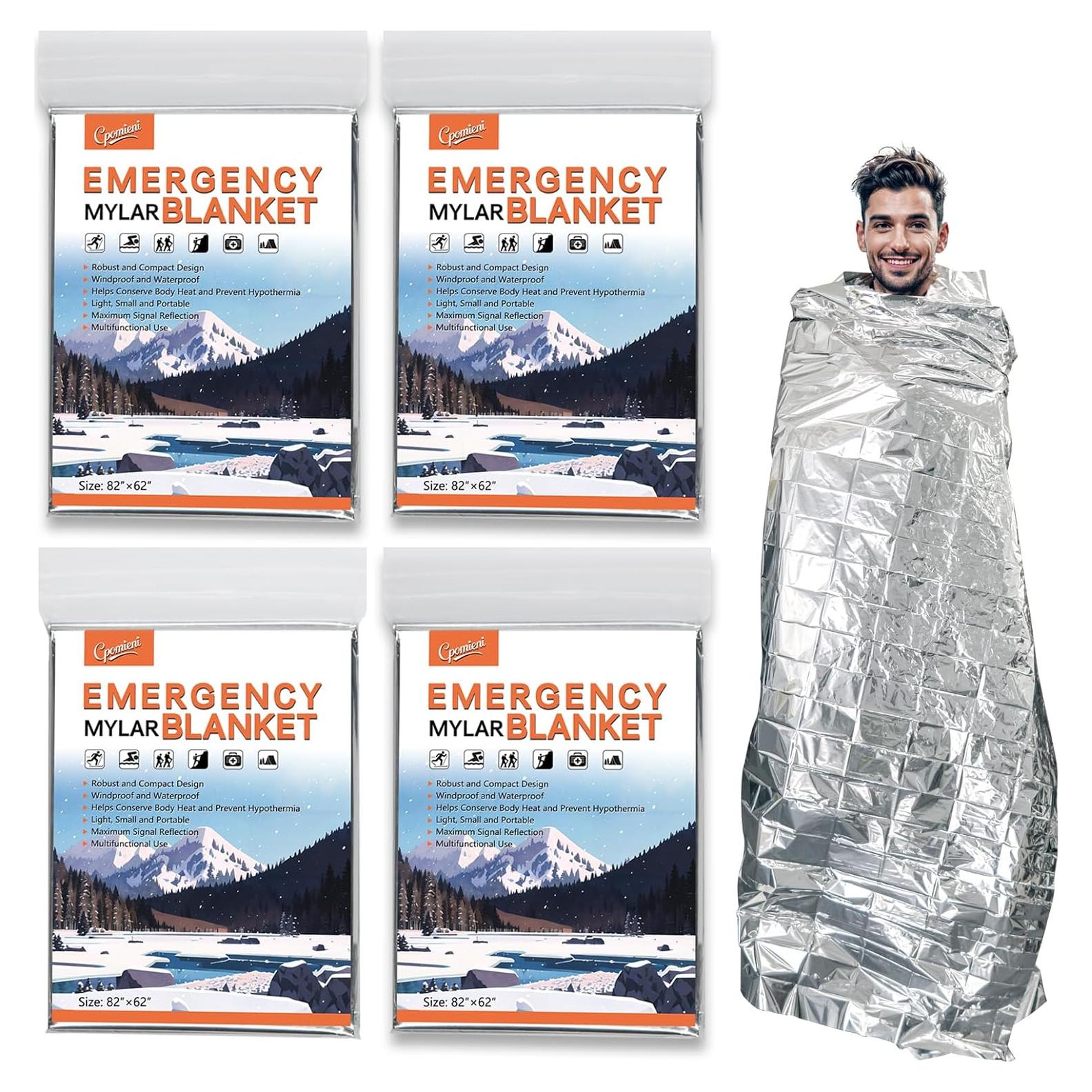 4 Mantas Térmicas de Emergencia Mylar CPOMIENI 210 x 157 cm