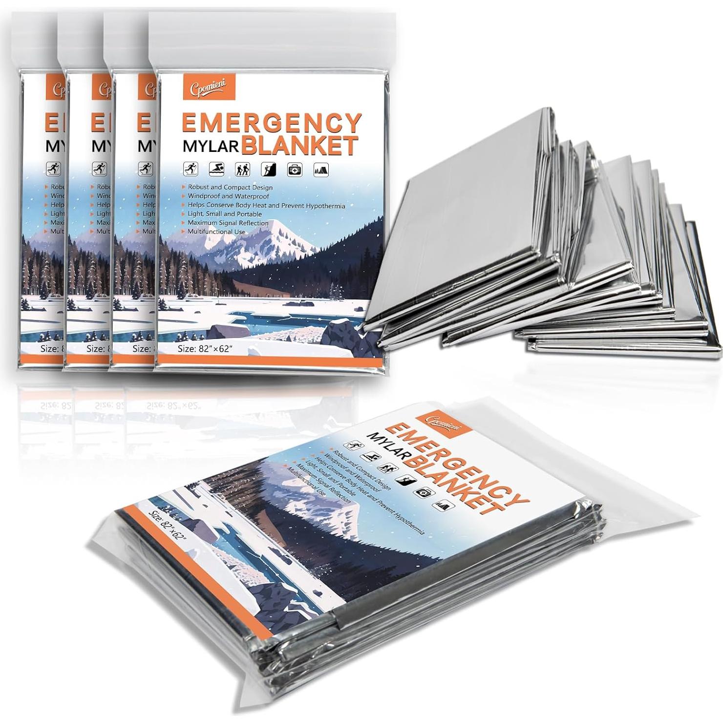 4 Mantas Térmicas de Emergencia Mylar CPOMIENI 210 x 157 cm