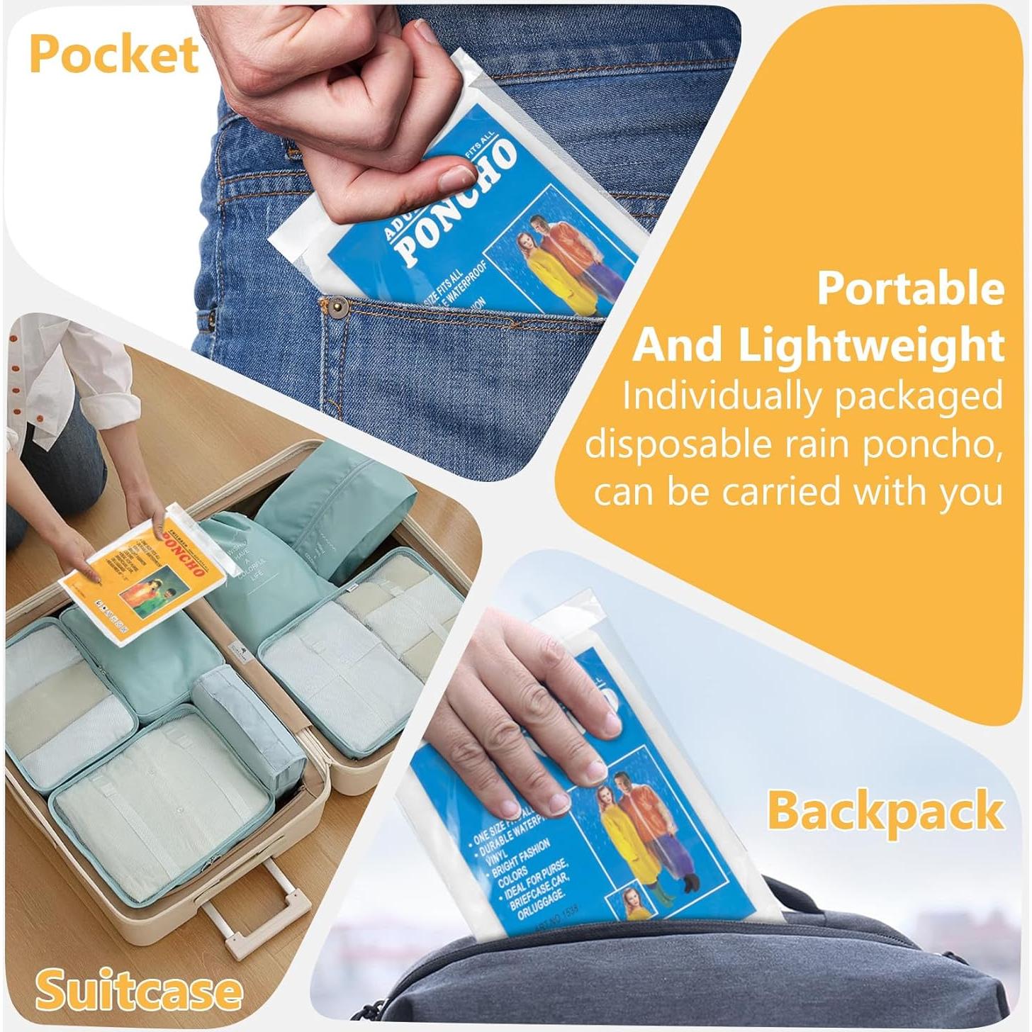 5 Ponchos de Lluvia Desechables Adultos y Niños Impermeables