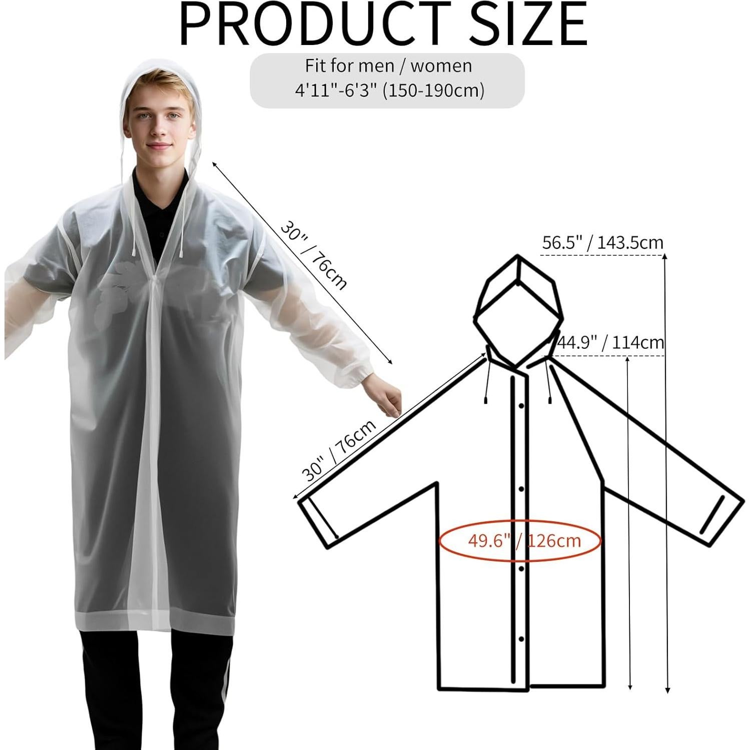 Paquete de 12 Ponchos de Lluvia EVA Transparentes Unisex