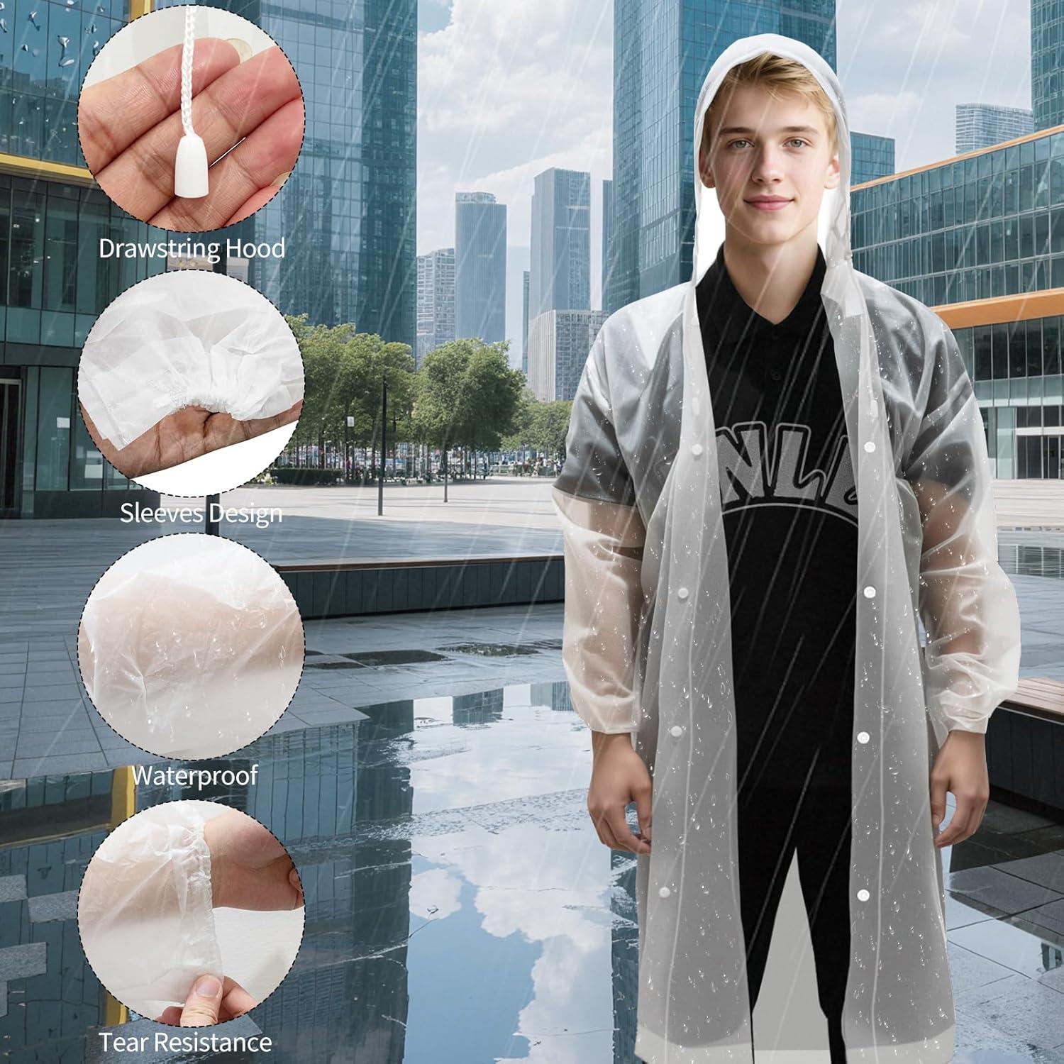 Paquete de 12 Ponchos de Lluvia EVA Transparentes Unisex