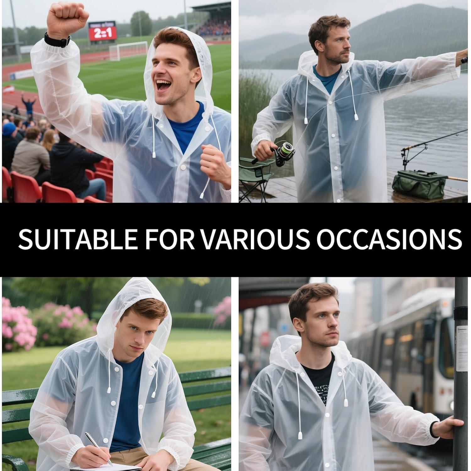 Paquete de 12 Ponchos de Lluvia EVA Transparentes Unisex