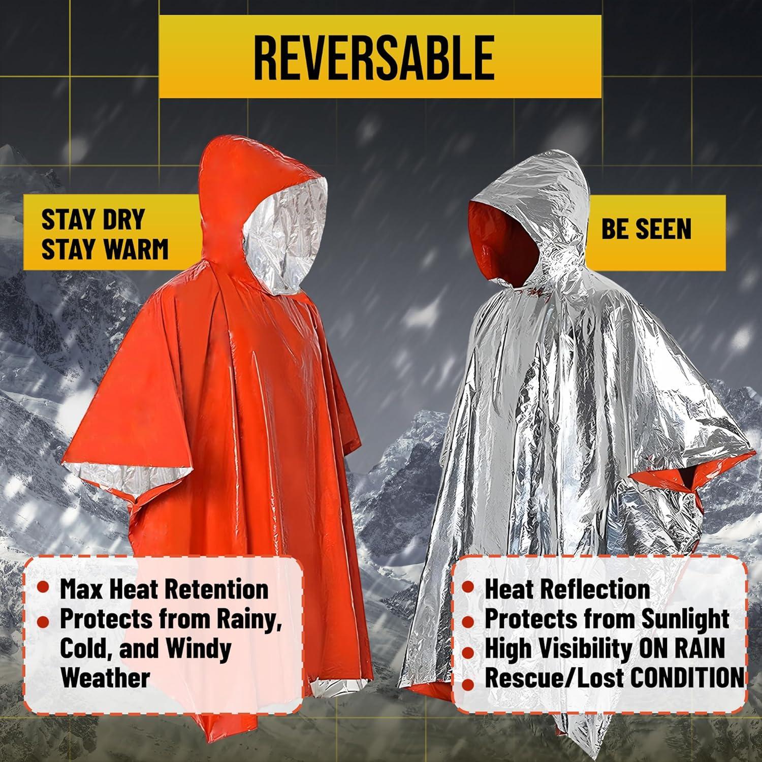 Paquete de 4 Ponchos de Lluvia ROCKFEELTEE Naranja Térmicos