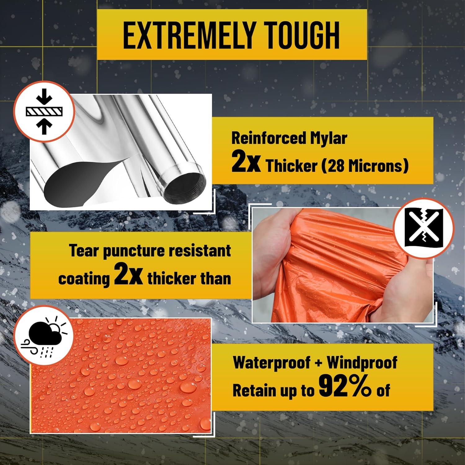 Paquete de 4 Ponchos de Lluvia ROCKFEELTEE Naranja Térmicos