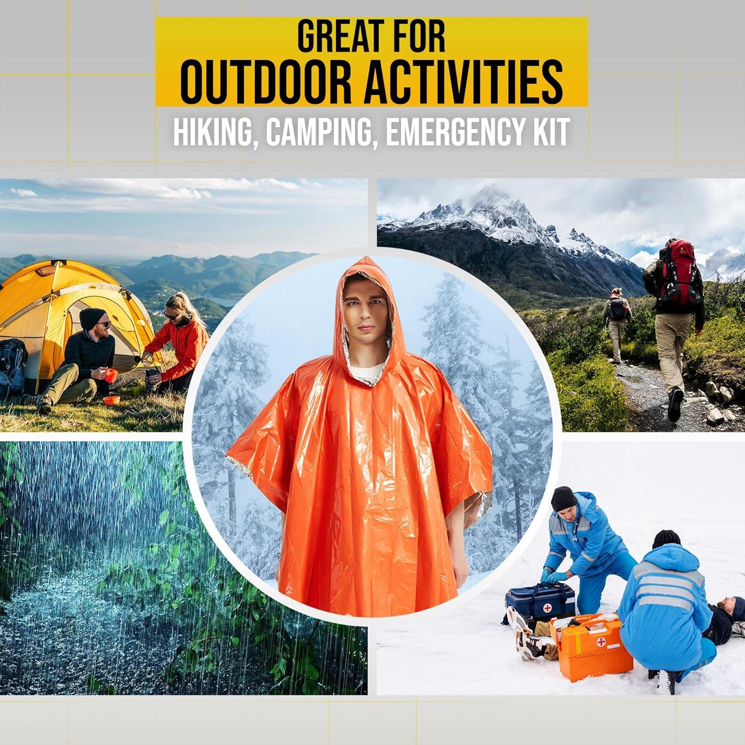 Paquete de 4 Ponchos de Lluvia ROCKFEELTEE Naranja Térmicos