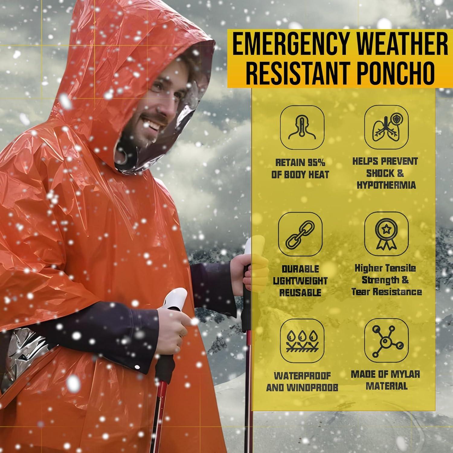 Paquete de 4 Ponchos de Lluvia ROCKFEELTEE Naranja Térmicos