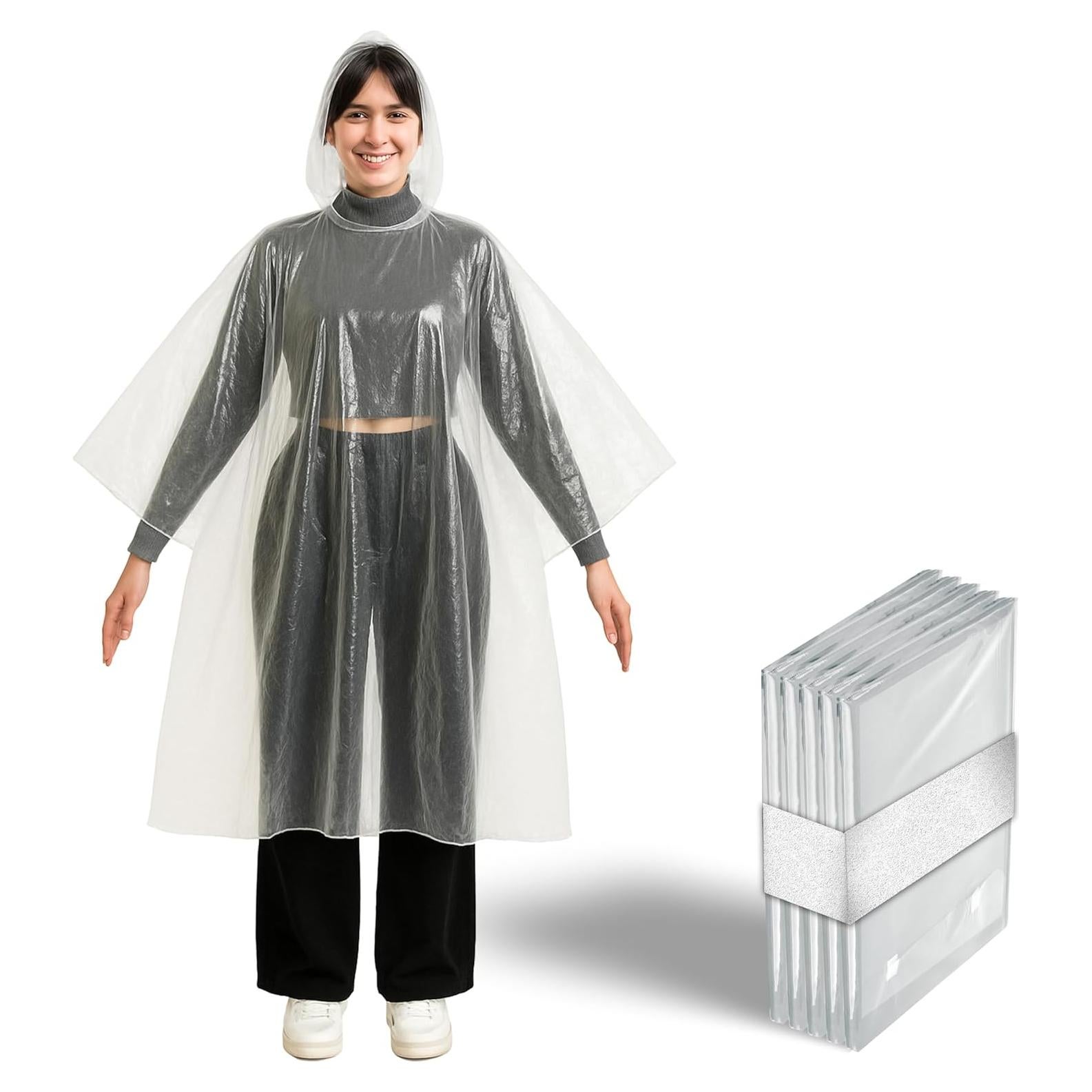 Ponchos de Lluvia Desechables Transparentes 5 Unidades - Adultos